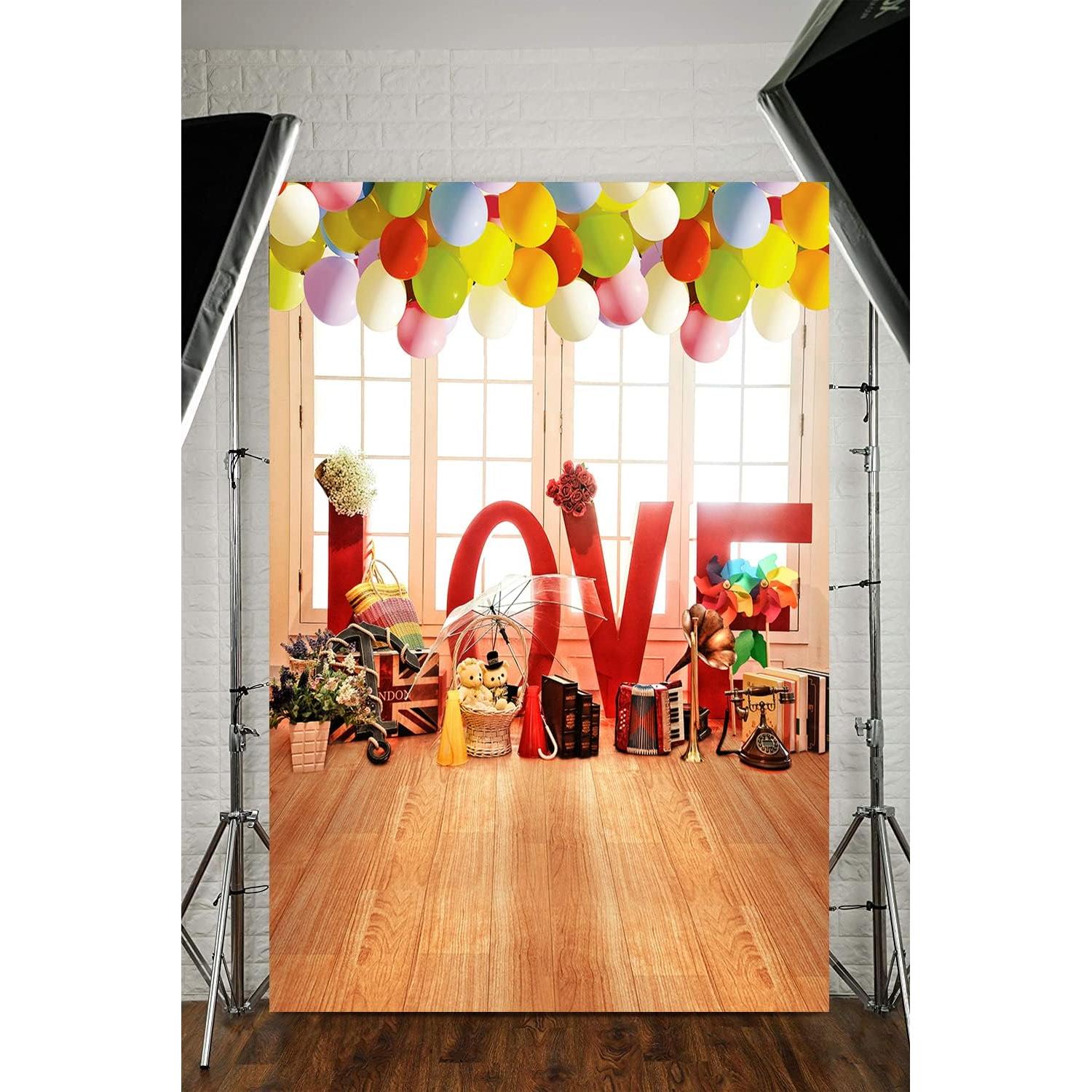 Fondo fotográfico Mestker 1.52x2.13m amor globos niños