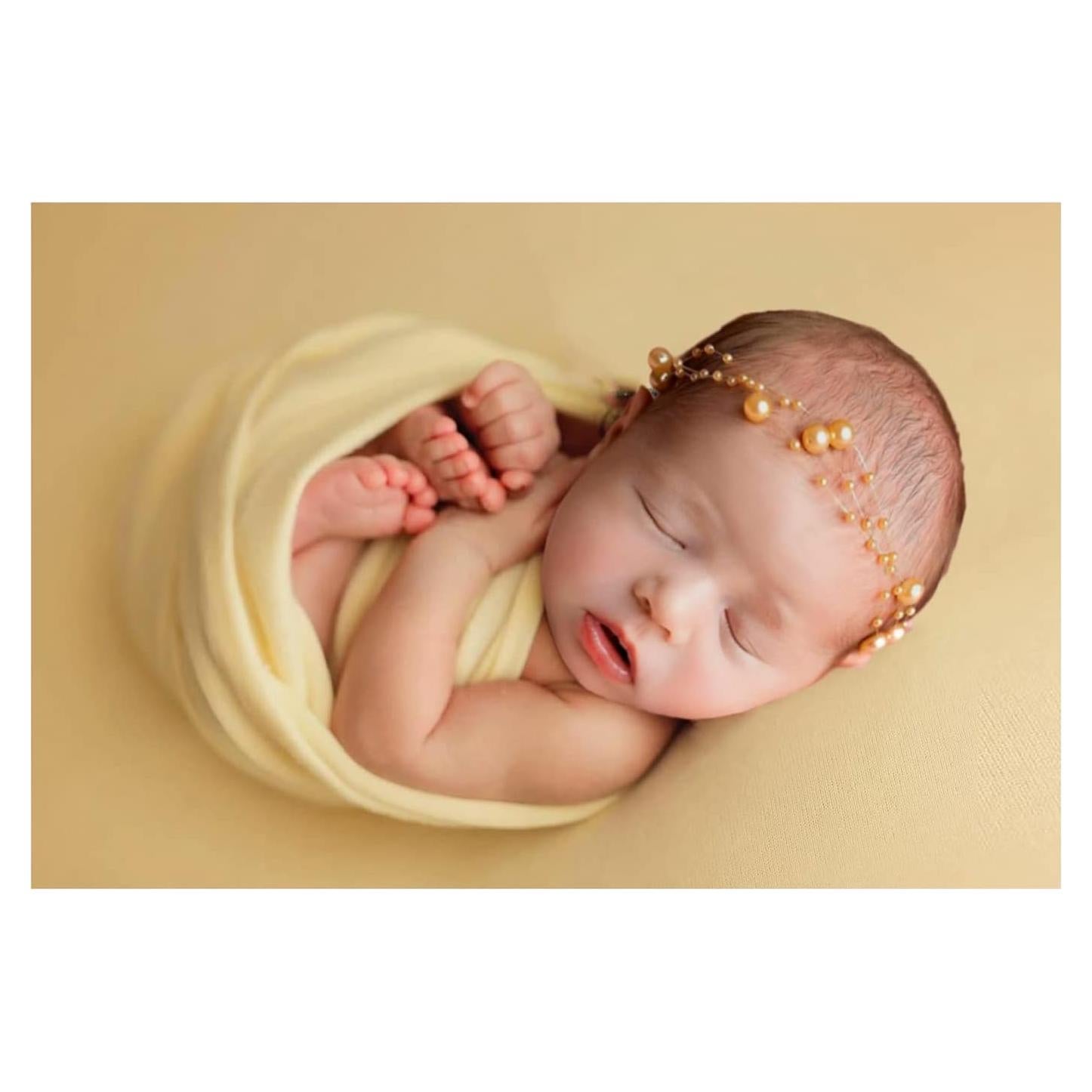 Conjunto de Fondos y Envolturas para Fotografía de Recién Nacidos Orraphtstu - Amarillo Claro