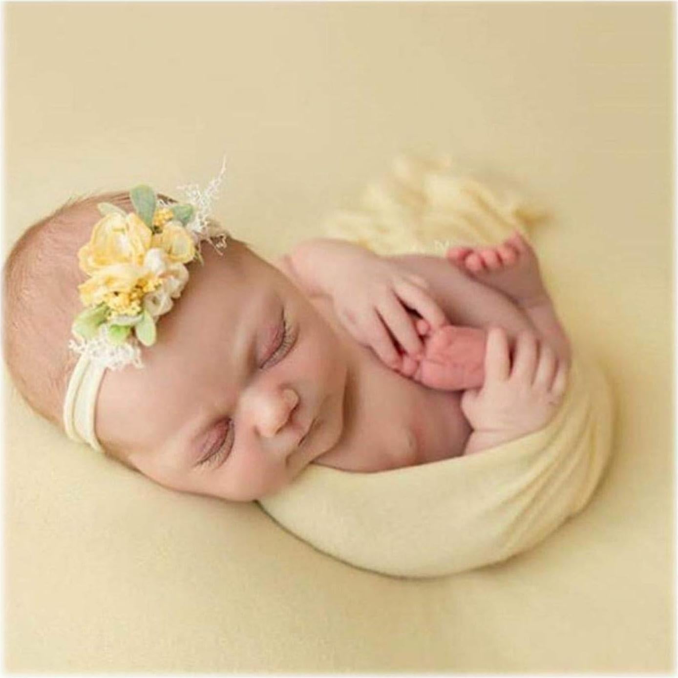Conjunto de Fondos y Envolturas para Fotografía de Recién Nacidos Orraphtstu - Amarillo Claro