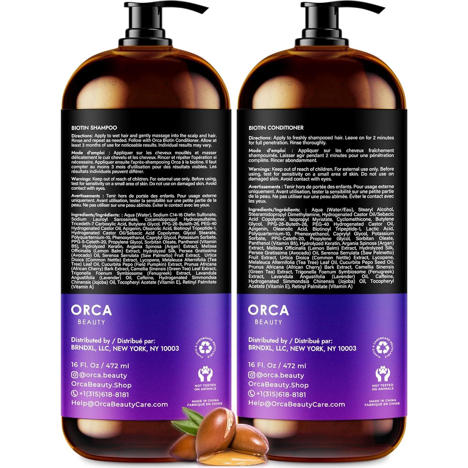 Set Champú y Acondicionador Biotina Orca Beauty 226g