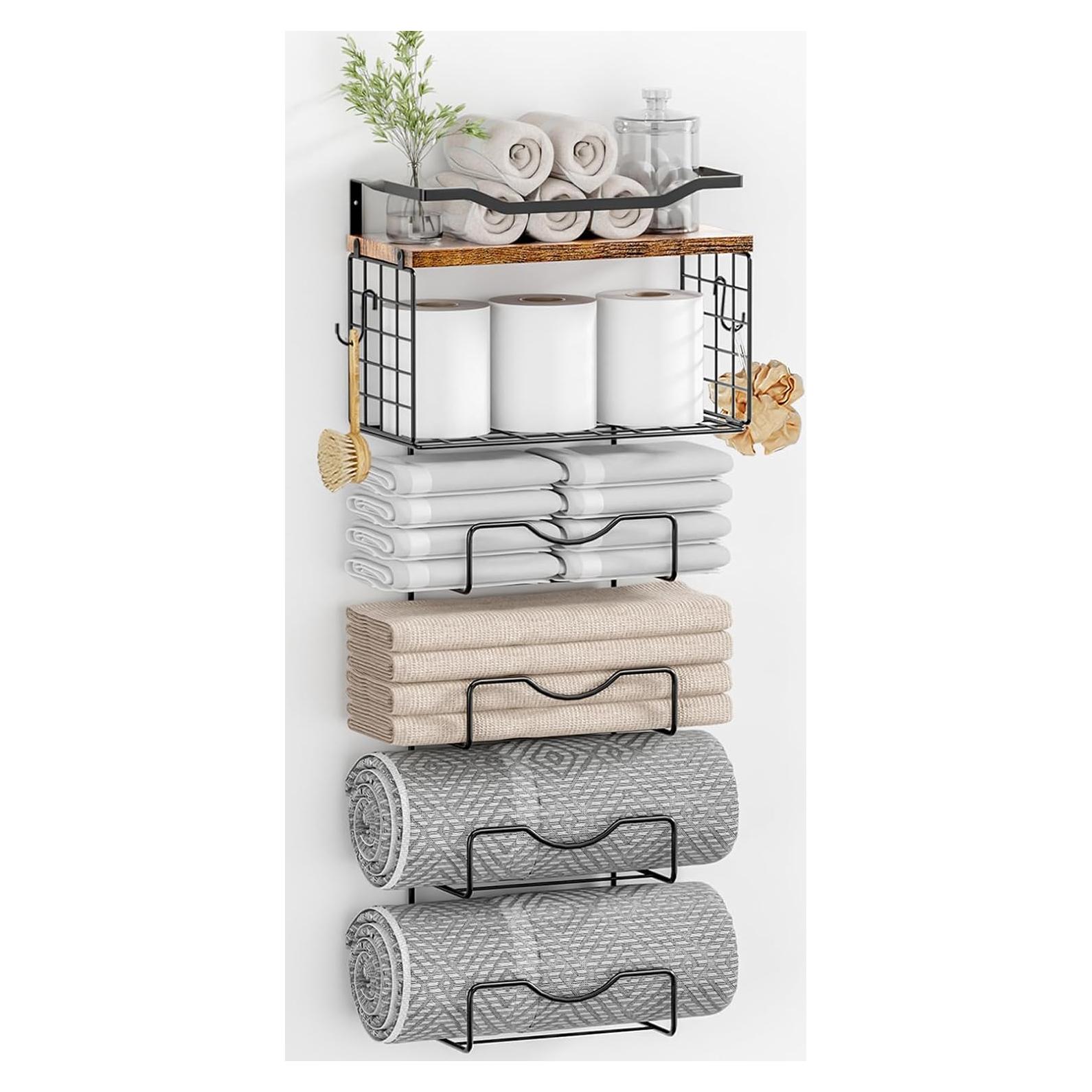 Soporte de Toalla LIDTOP 6 Niveles Metal y Madera