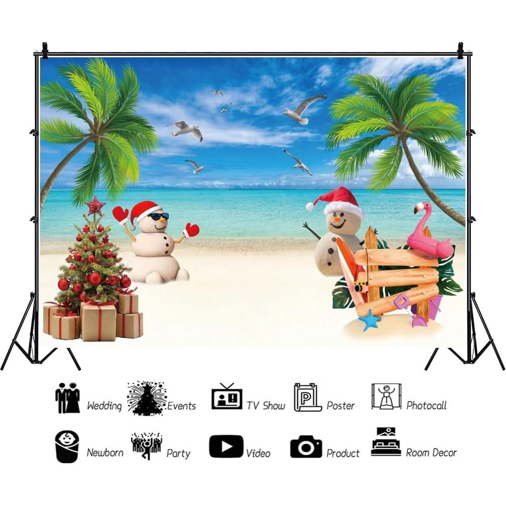 Fondo de Navidad Pnylzzyxh 300x240cm Playa Tropical Hawaiana