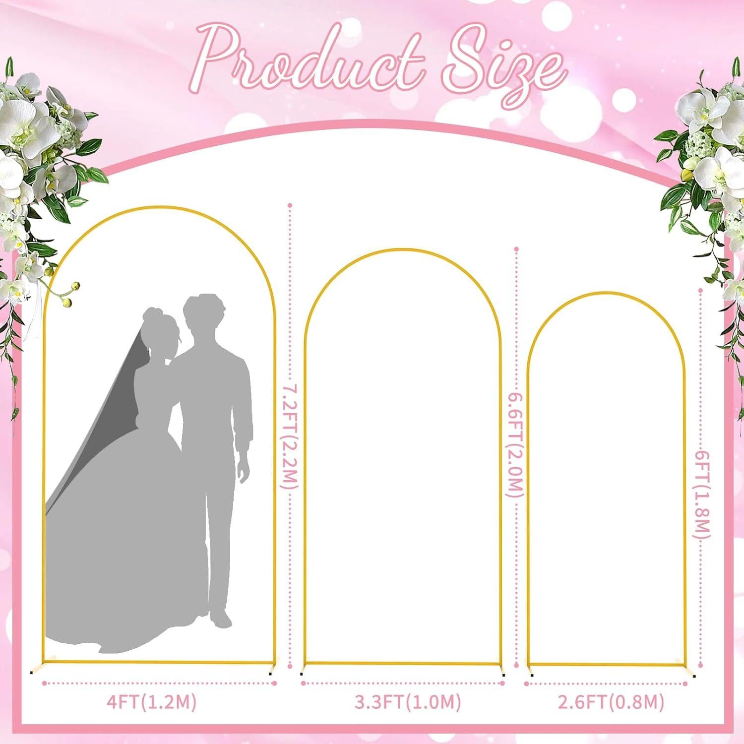 Soporte de fondo de arco dorado Ipalmay 2.2m/2m/1.8m para fiestas