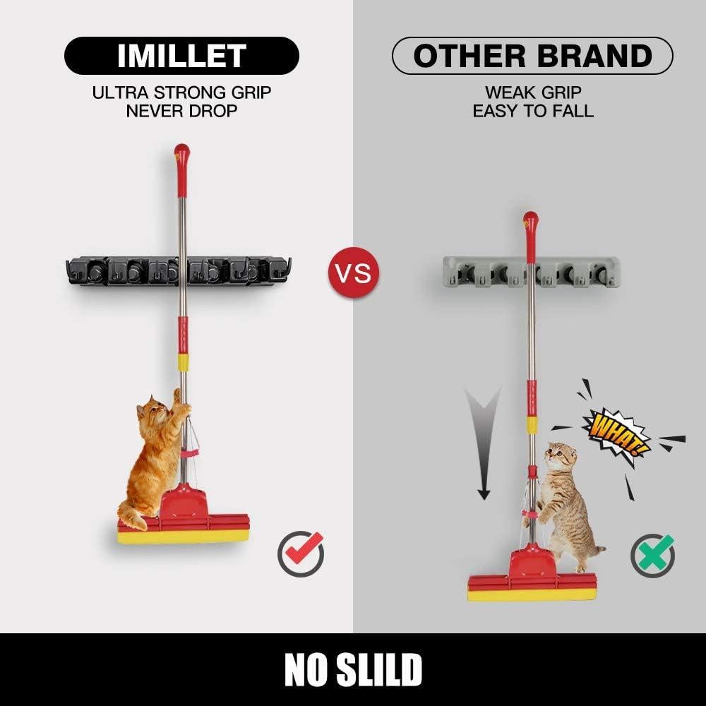 Soporte de Escoba IMILLET 2 Paquetes con 6 Ganchos