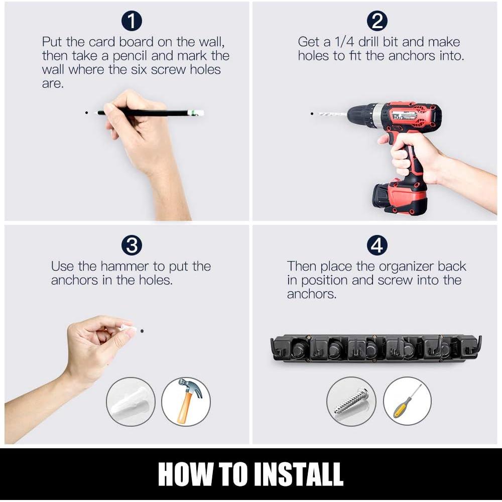 Soporte de Escoba IMILLET 2 Paquetes con 6 Ganchos