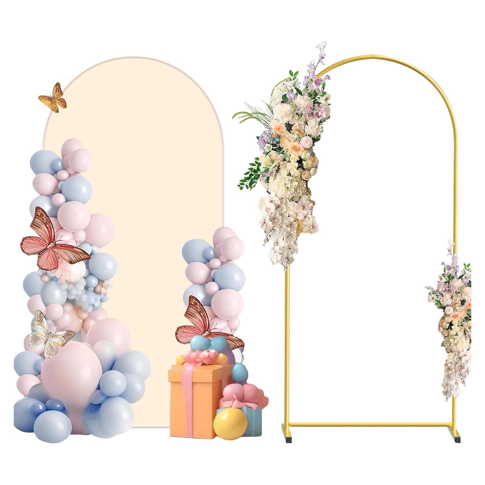 Soporte de Arco de Metal WORFEI 1.83m Beige con Cubierta Spandex