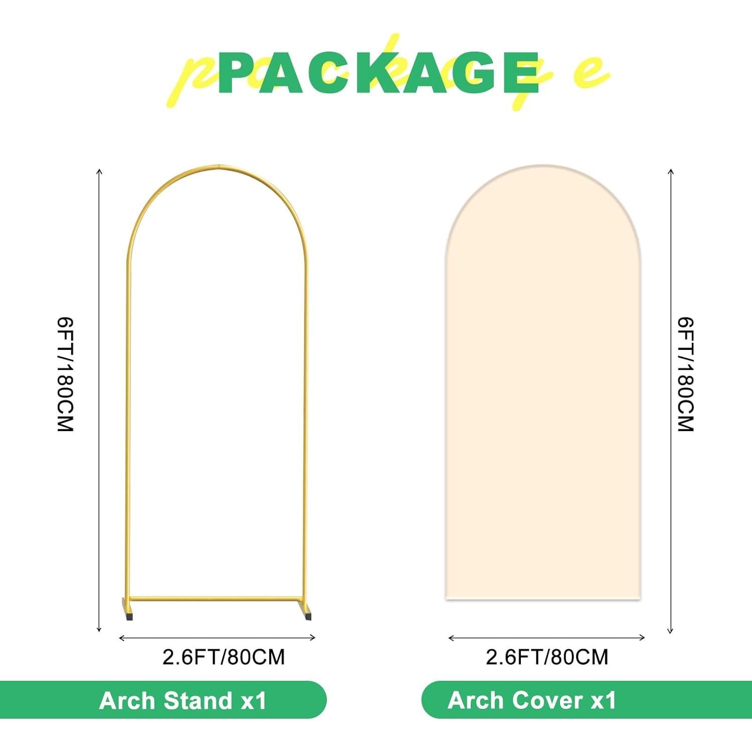 Soporte de Arco de Metal WORFEI 1.83m Beige con Cubierta Spandex