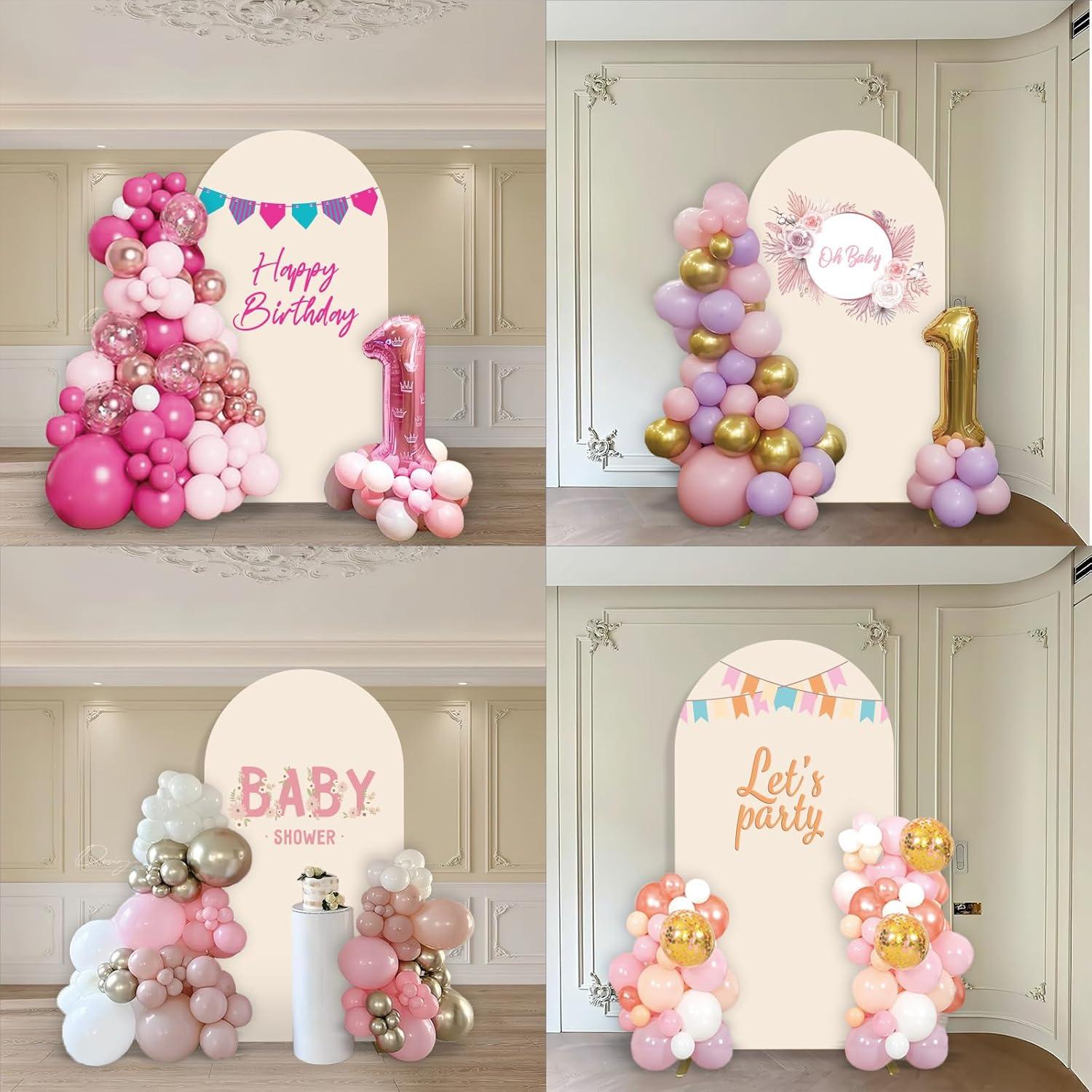 Soporte de Arco de Metal WORFEI 1.83m Beige con Cubierta Spandex