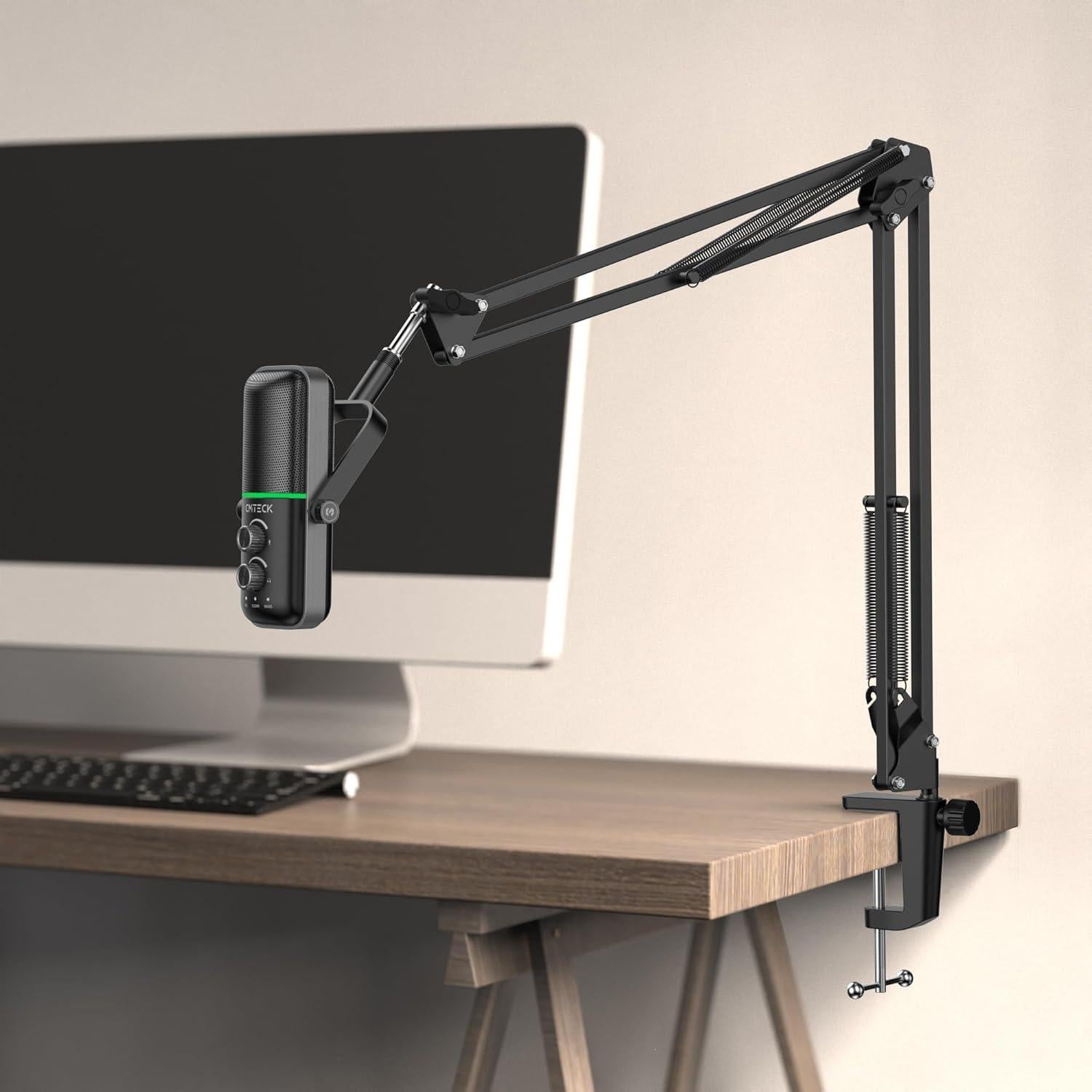 CMTECK Gaming Microphone Set, Dynamic PC Mic, Computer RGB Mic Kit with Boom Arm Stand, Mute Button, Gain Knob, Headphones Jack, Three Sound Mode, Perfect for Recording, Streaming