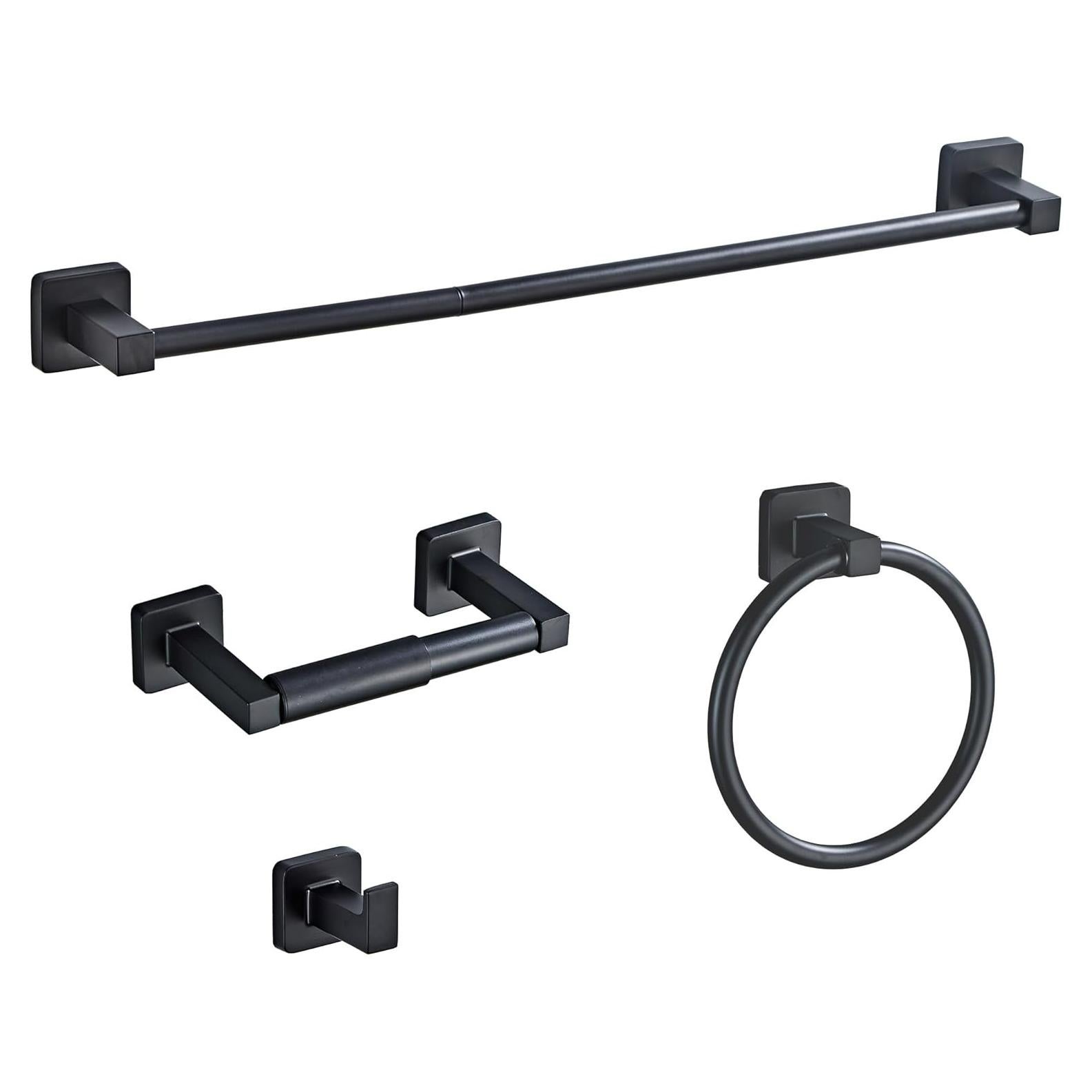 Juego de Accesorios de Baño Bluebyrne 4 Piezas Negro Mate