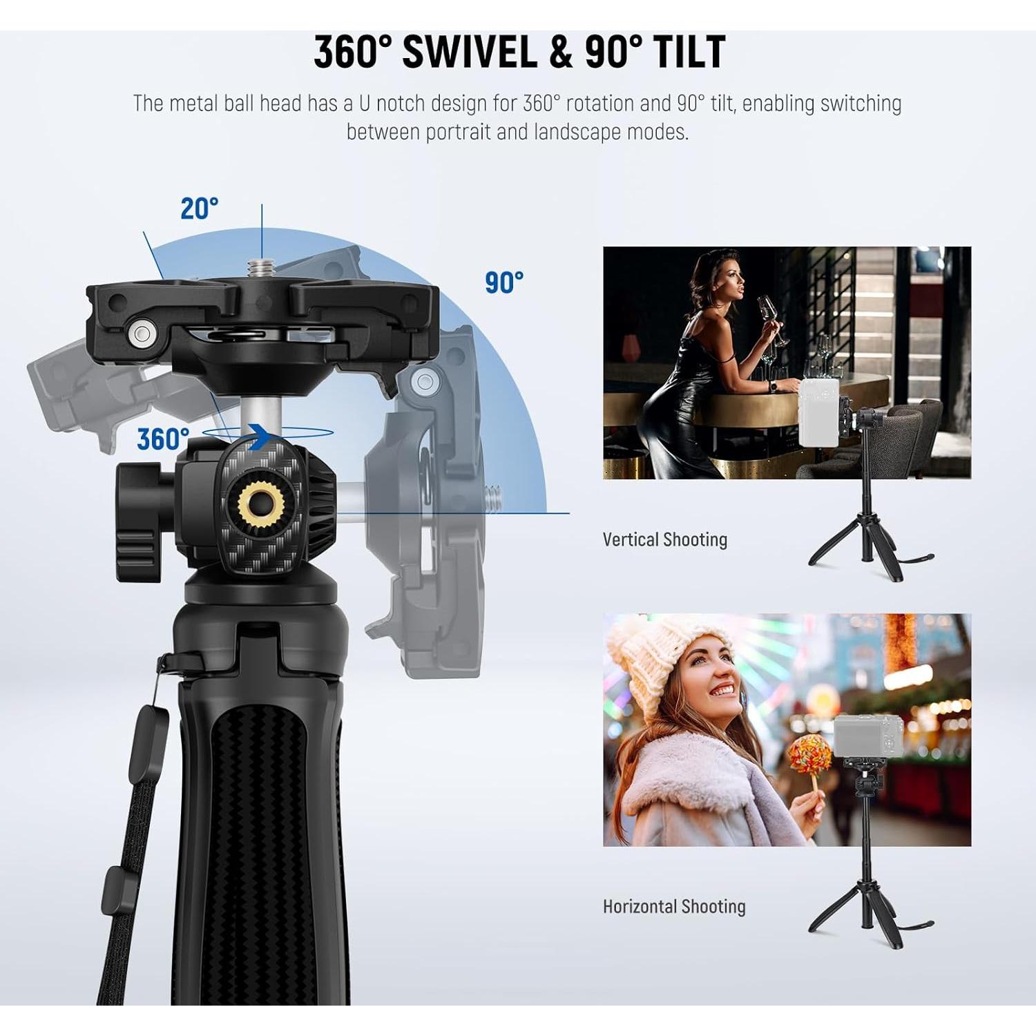 Trípode NEEWER TP38 para Cámara y Teléfono Móvil 38 cm