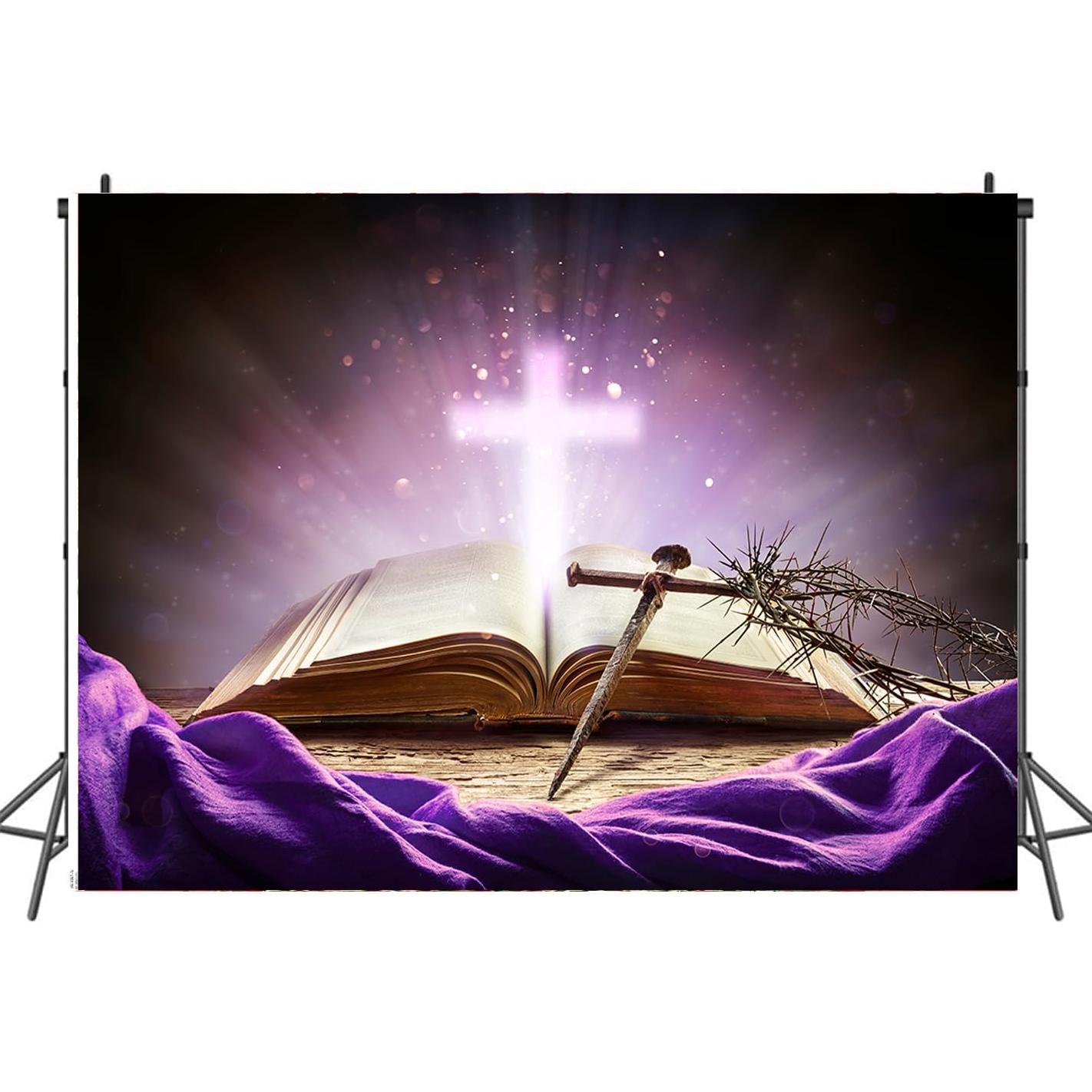 Fondo Fotográfico 8x6ft Hnzwbxg Biblia Cruz Espinas