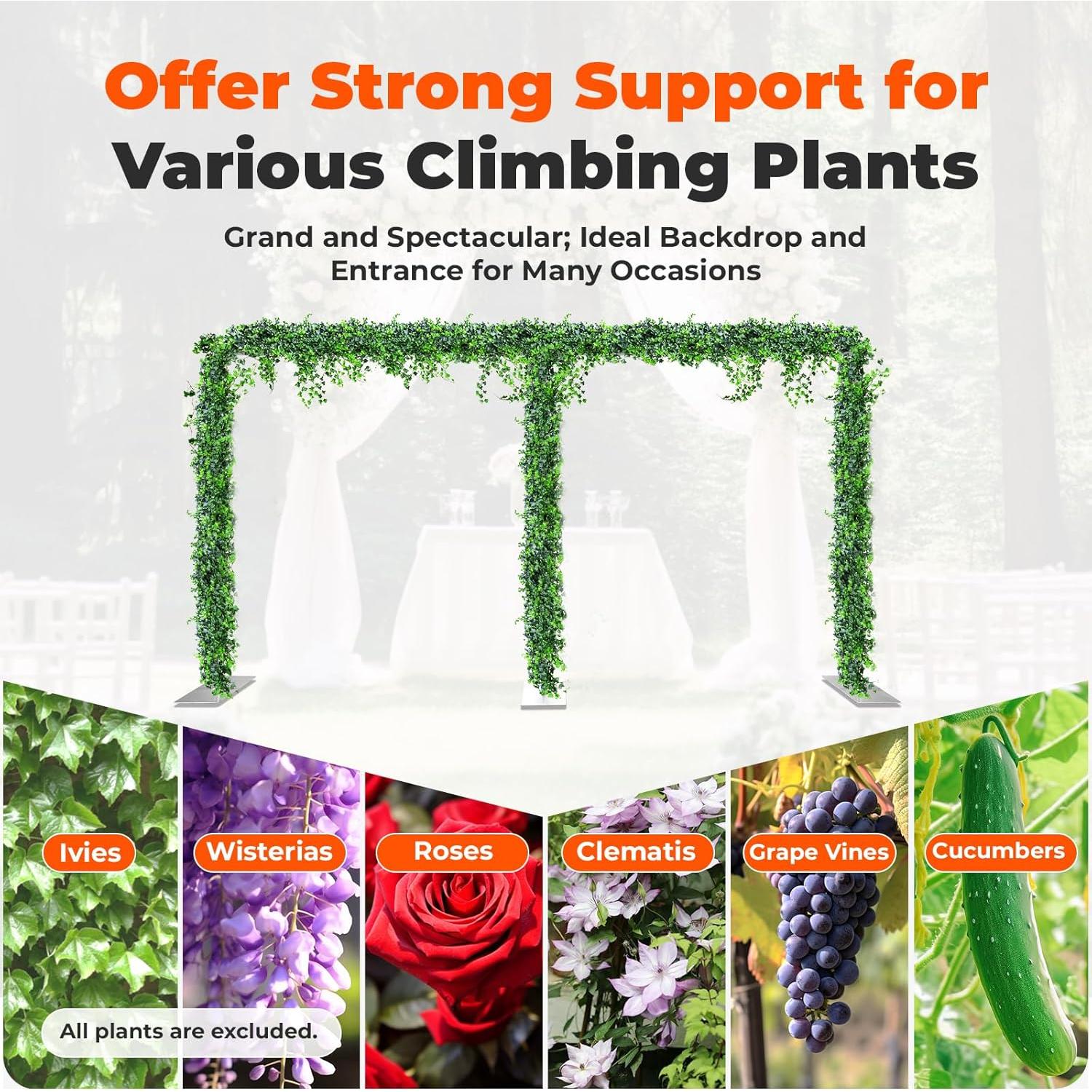 Estand de Arco de Boda DYRABREST 6x3m Acero Inoxidable Ajustable