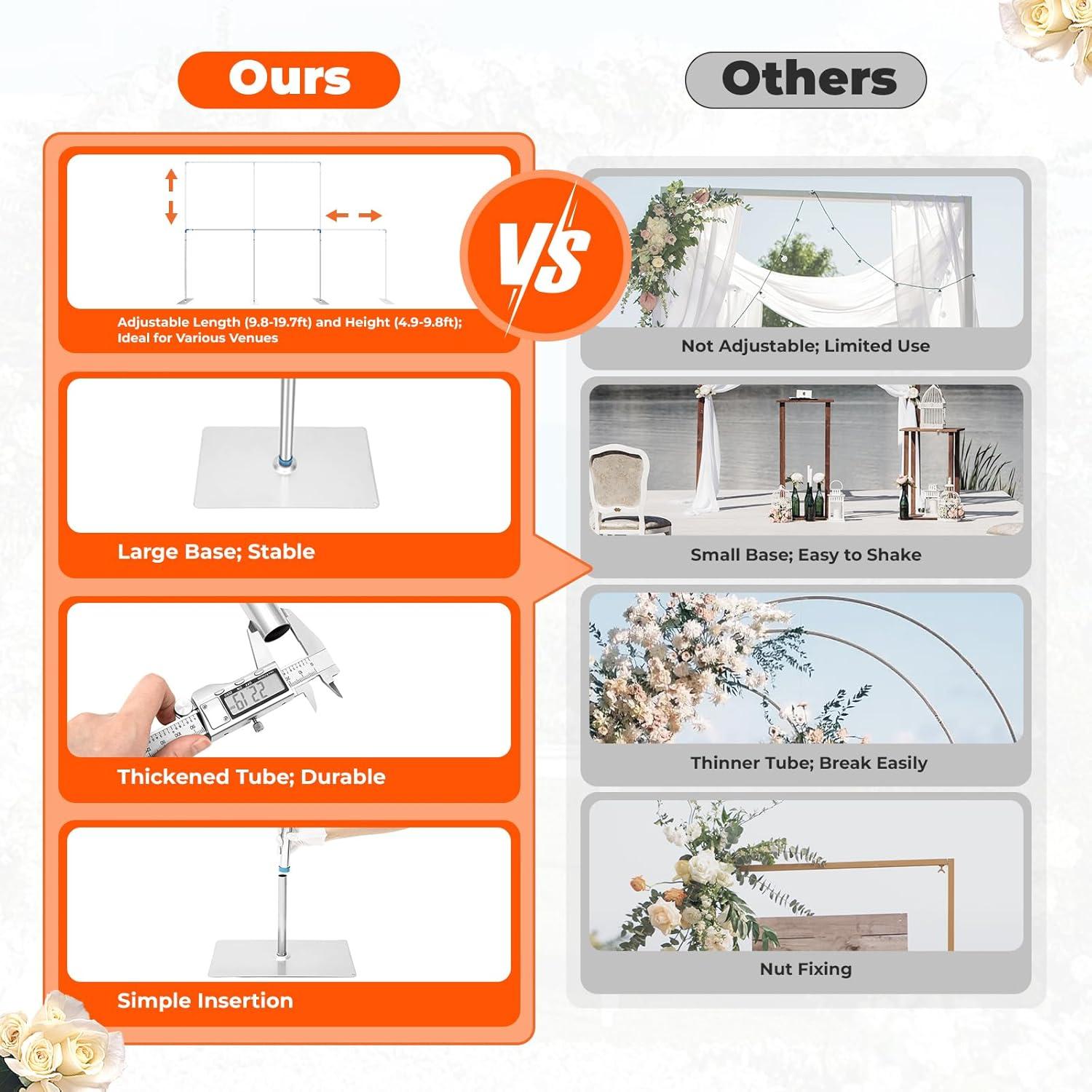 Estand de Arco de Boda DYRABREST 6x3m Acero Inoxidable Ajustable