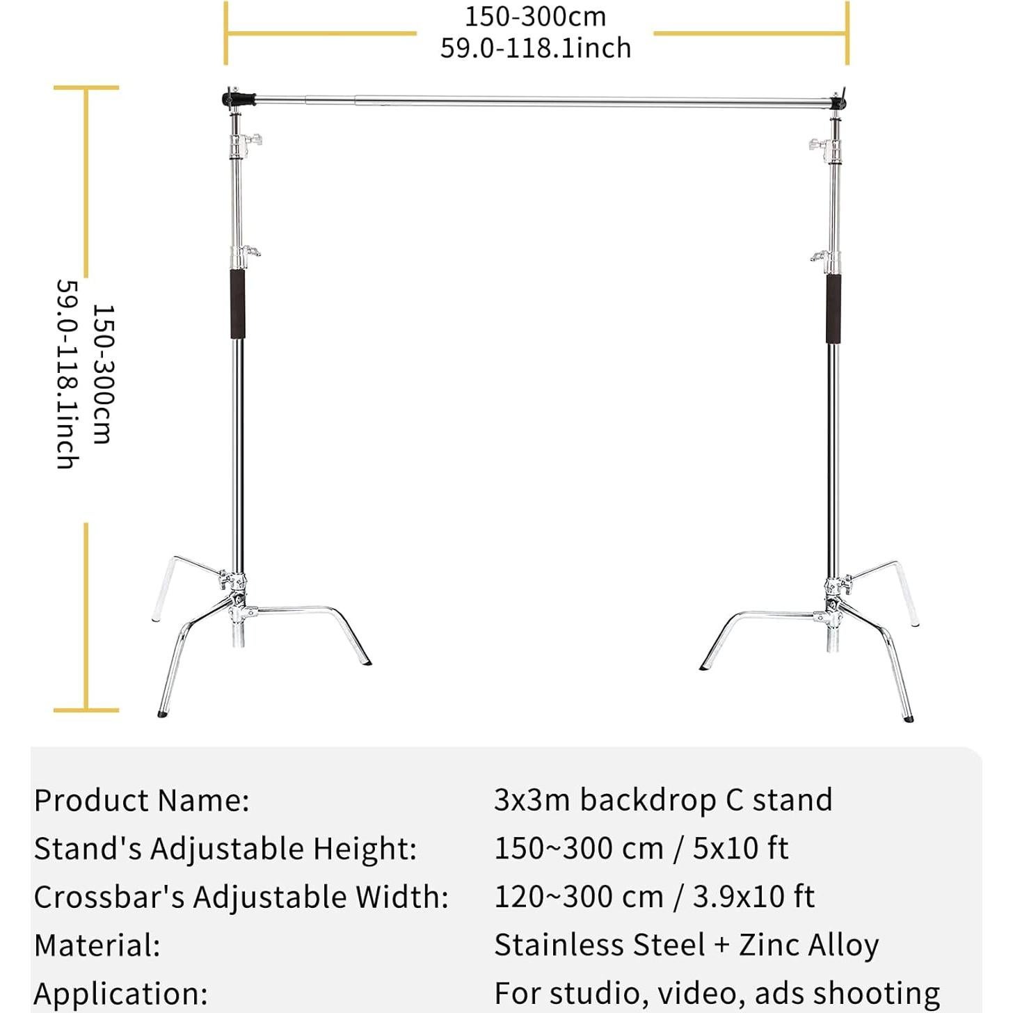 Kit de Soporte para Fondo de Fotografía Meking 3x3m Ajustable