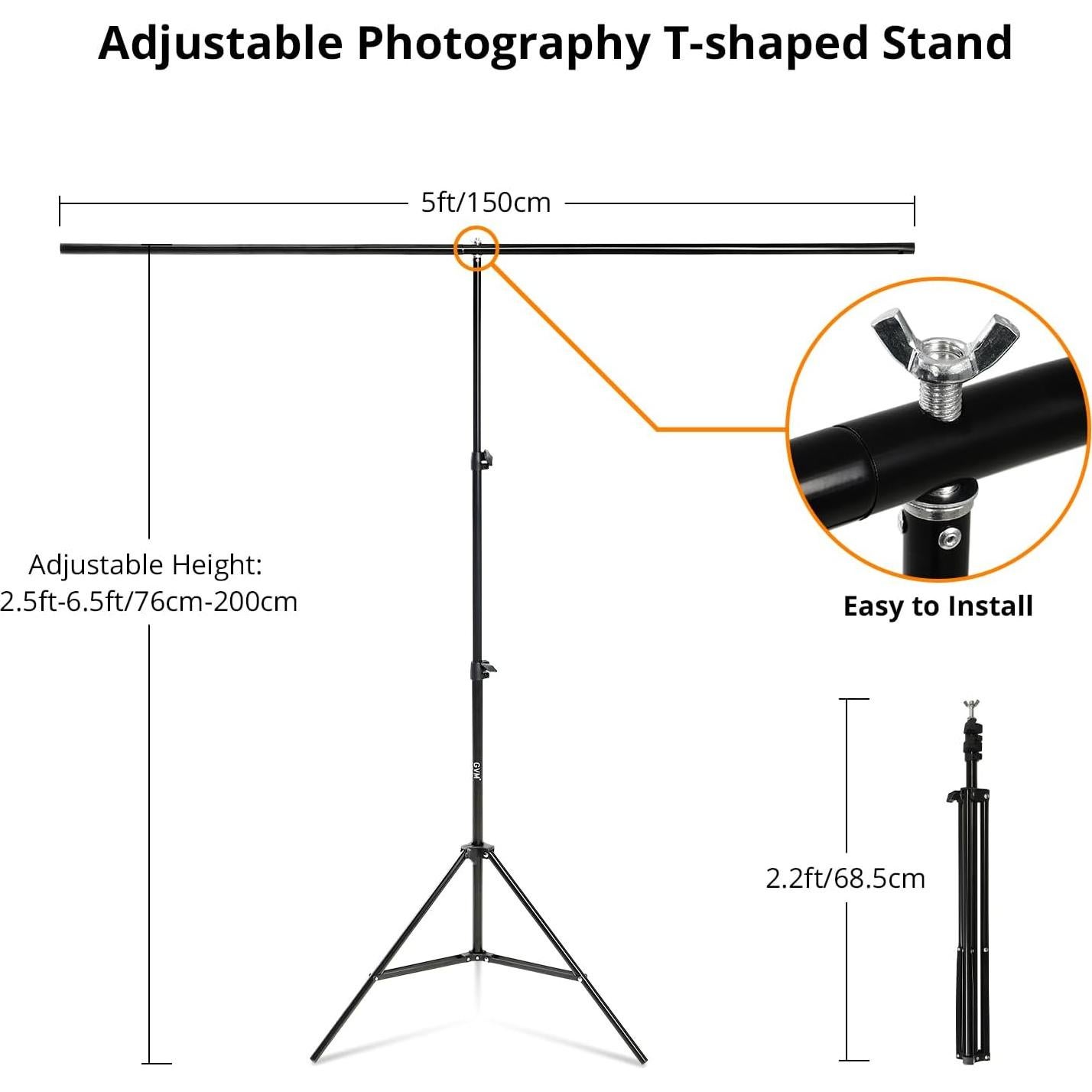 Pantalla Verde GVM 5x6.5ft con Soporte Ajustable y Clips