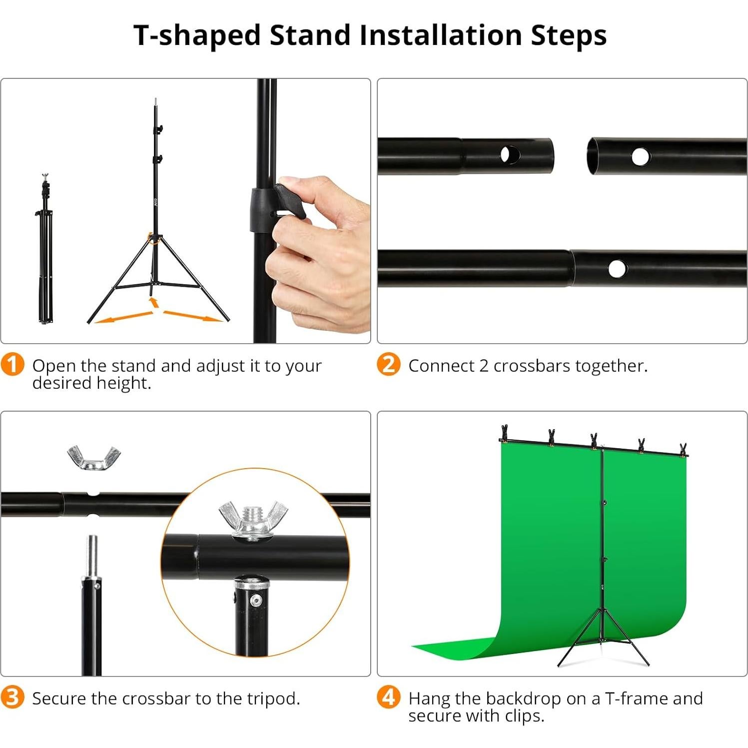 Pantalla Verde GVM 5x6.5ft con Soporte Ajustable y Clips