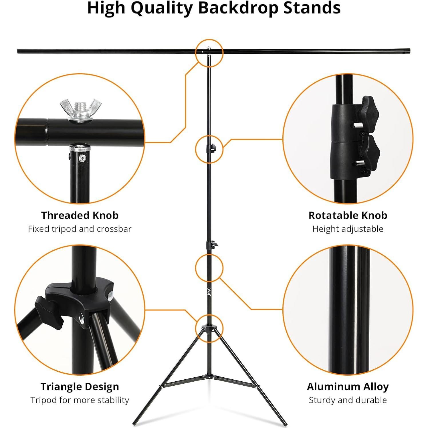 Pantalla Verde GVM 5x6.5ft con Soporte Ajustable y Clips