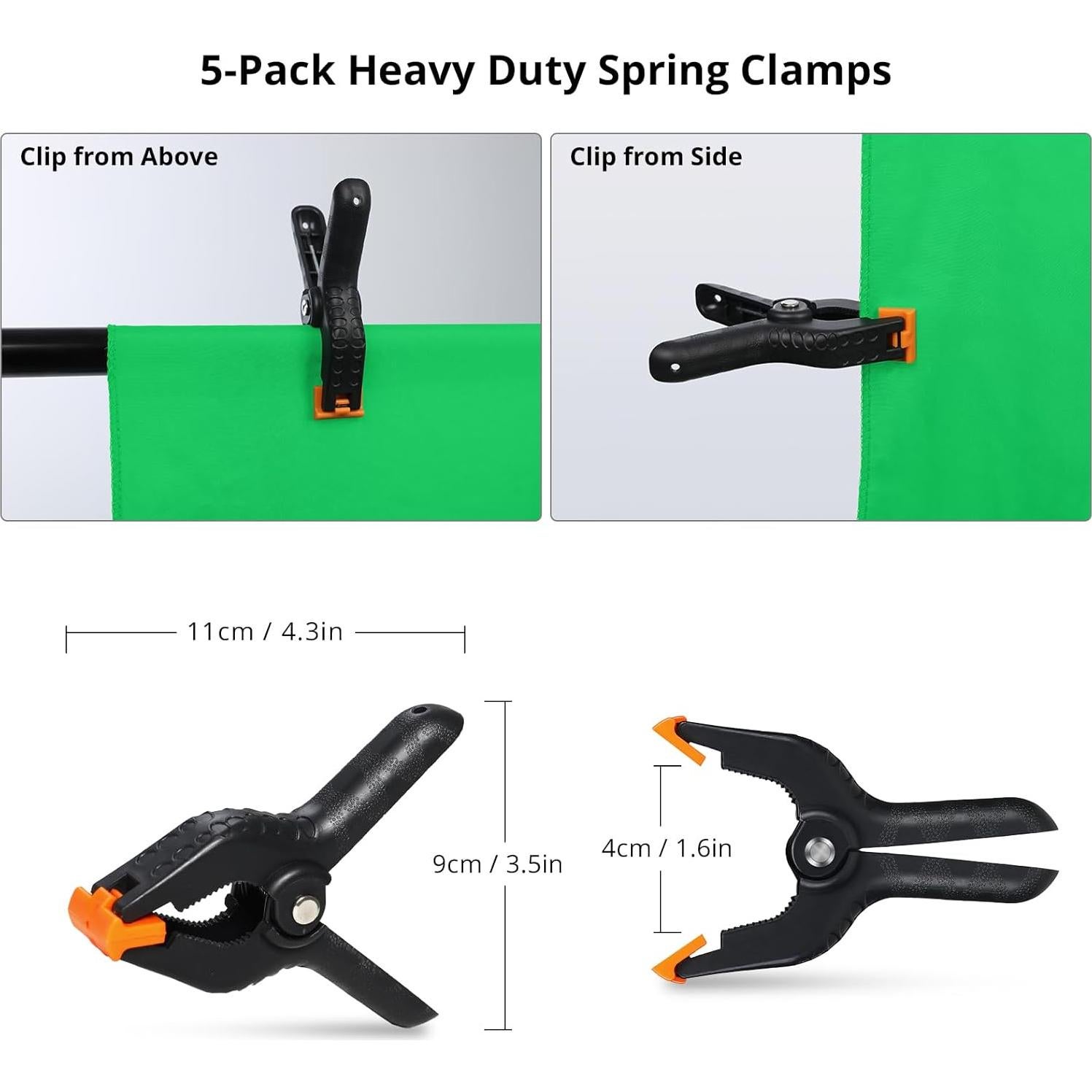 Pantalla Verde GVM 5x6.5ft con Soporte Ajustable y Clips