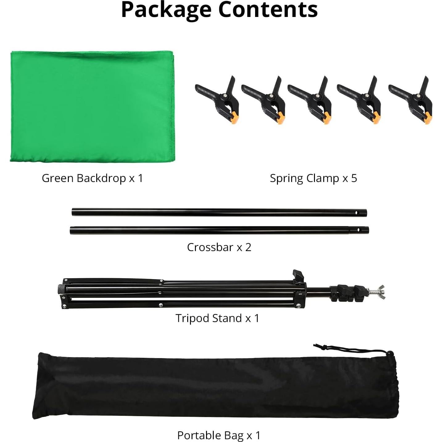 Pantalla Verde GVM 5x6.5ft con Soporte Ajustable y Clips