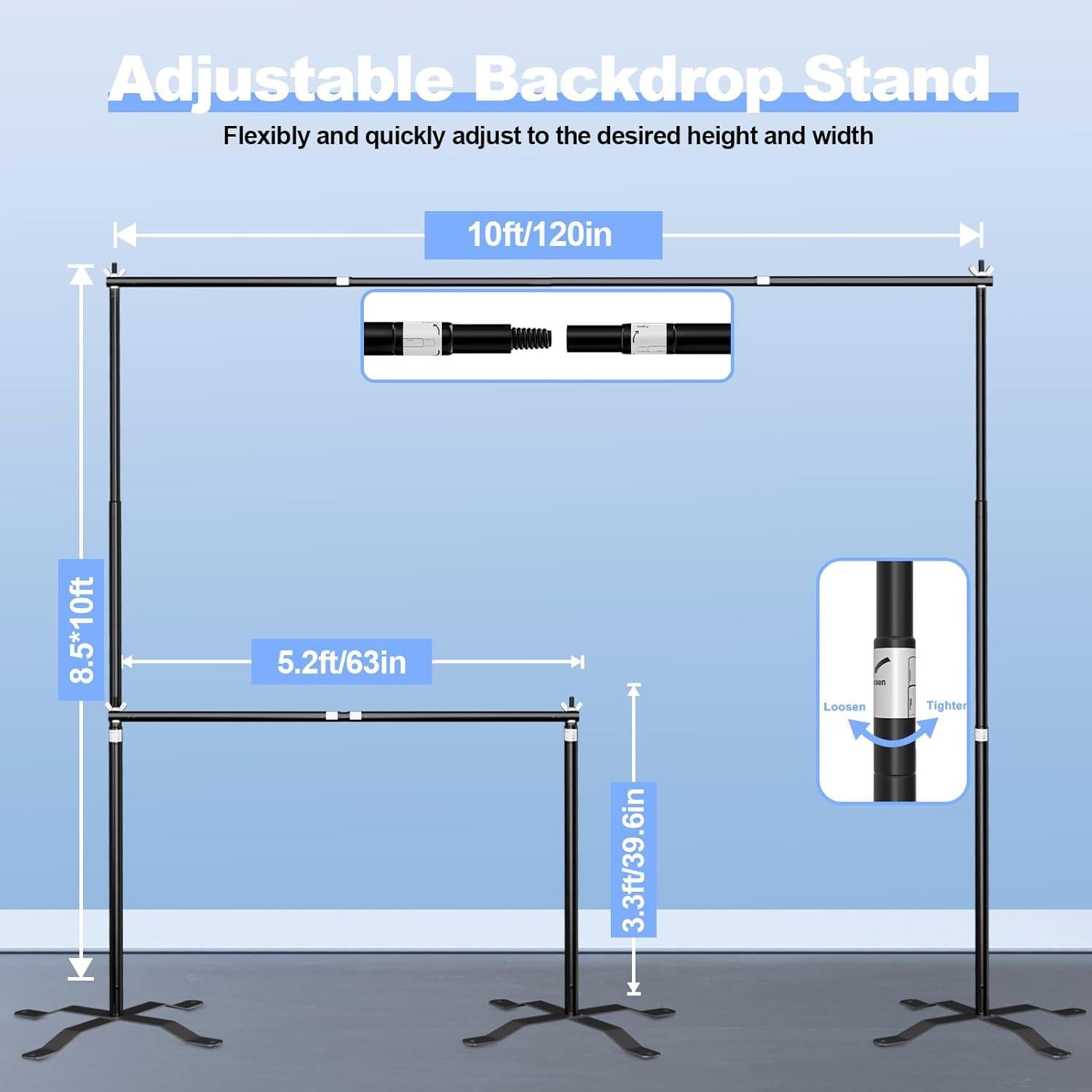 Soporte de Fondo GLOSHOOTING 3.3-8.5m Ajustable con Base Cruzada