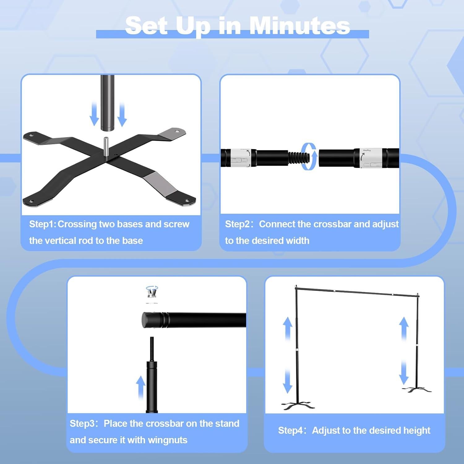 Soporte de Fondo GLOSHOOTING 3.3-8.5m Ajustable con Base Cruzada