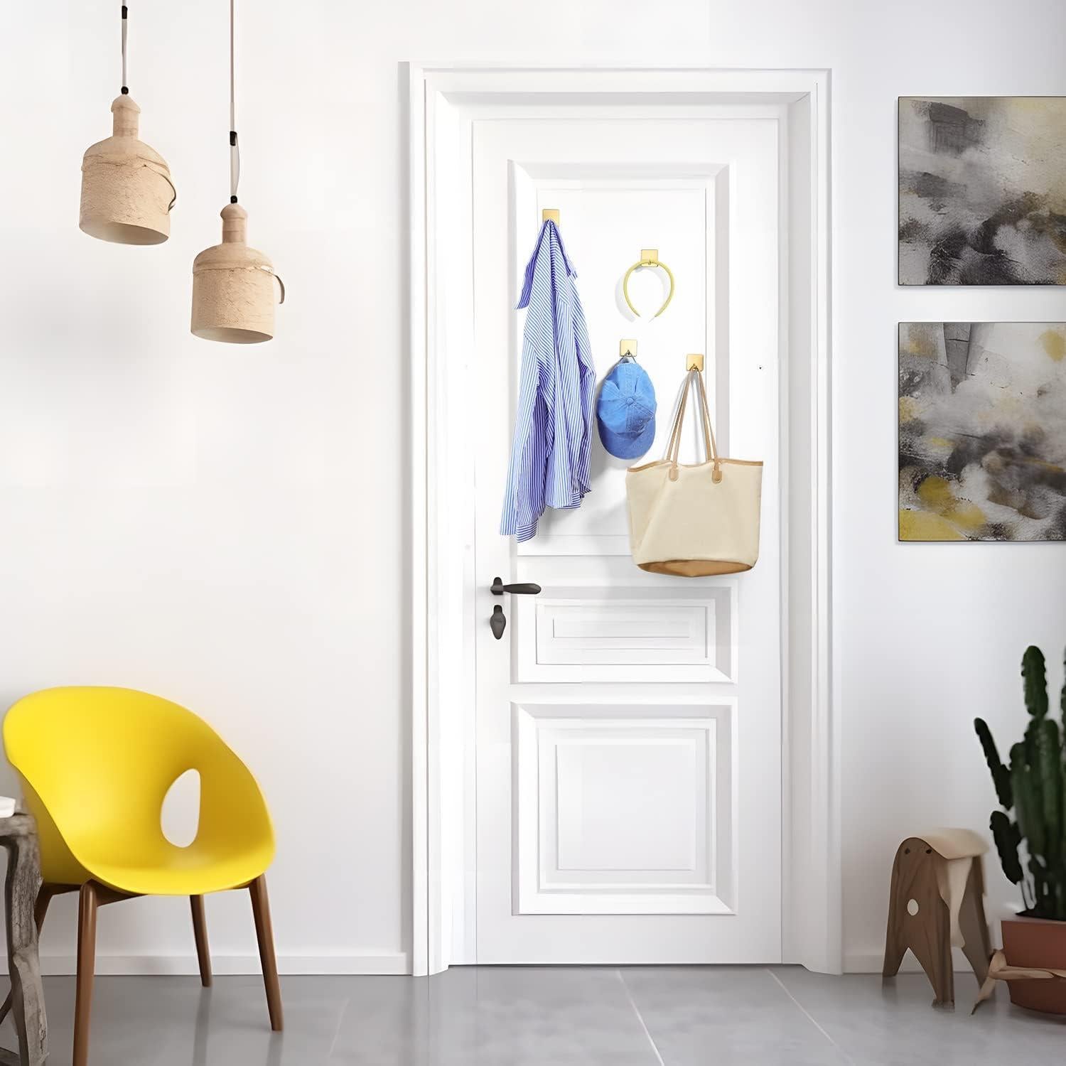 Ganchos Adhesivos Dorados YIGII para Baño 4 Paquetes 9.53 kg