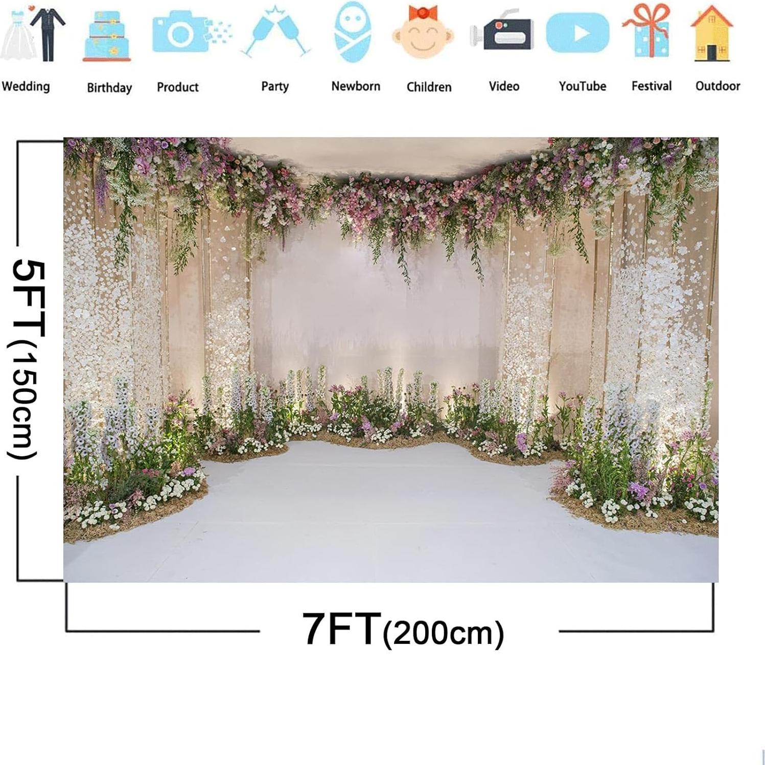 Fondo de Fotografía 3D Beige 200x150cm para Bodas y Eventos
