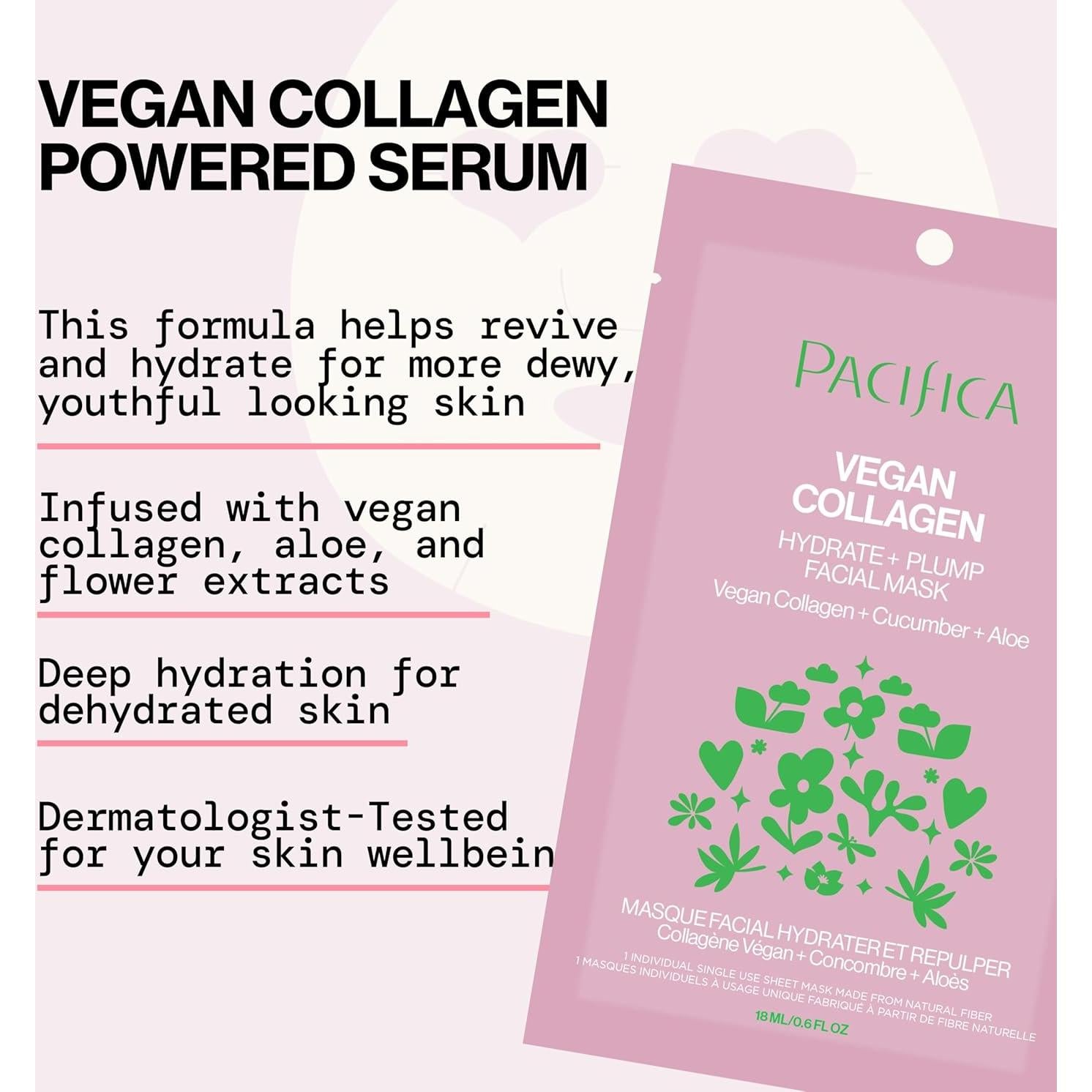 Mascarilla Facial Pacifica Colágeno Vegano Hidratante 1 Cuenta
