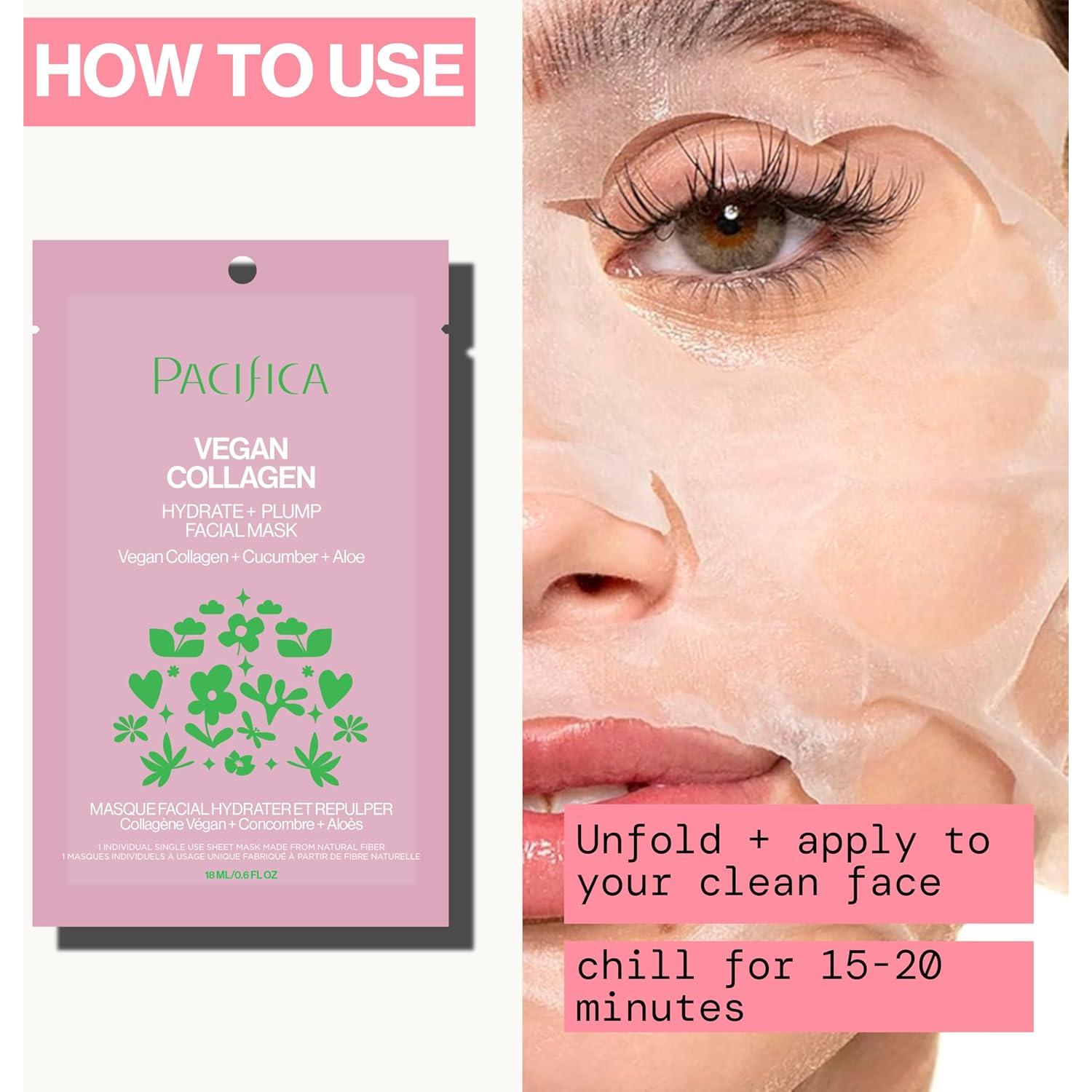 Mascarilla Facial Pacifica Colágeno Vegano Hidratante 1 Cuenta