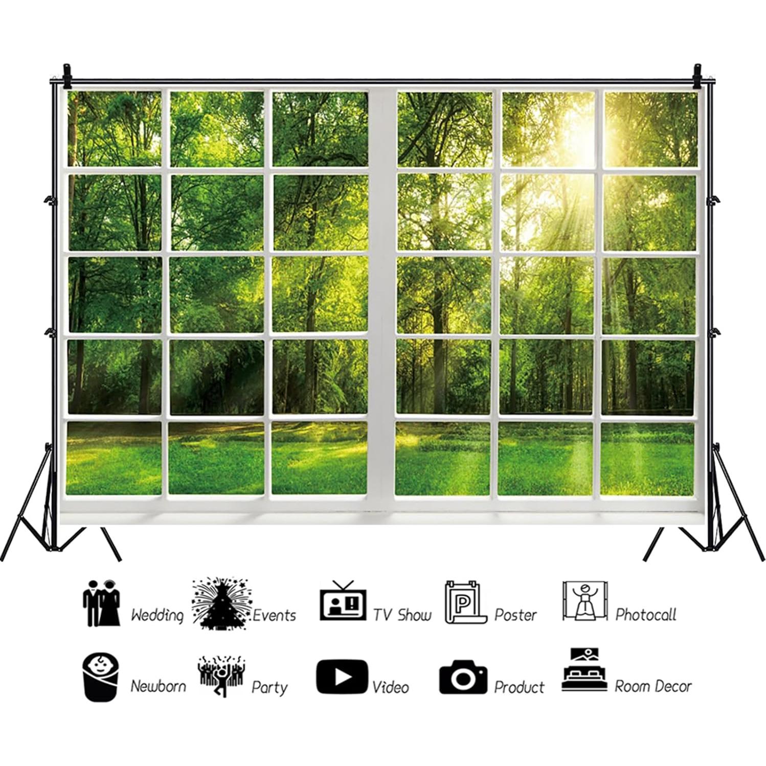 Fondo de Fotografía Primavera 10x8ft Ckihgenn Árboles Verdes