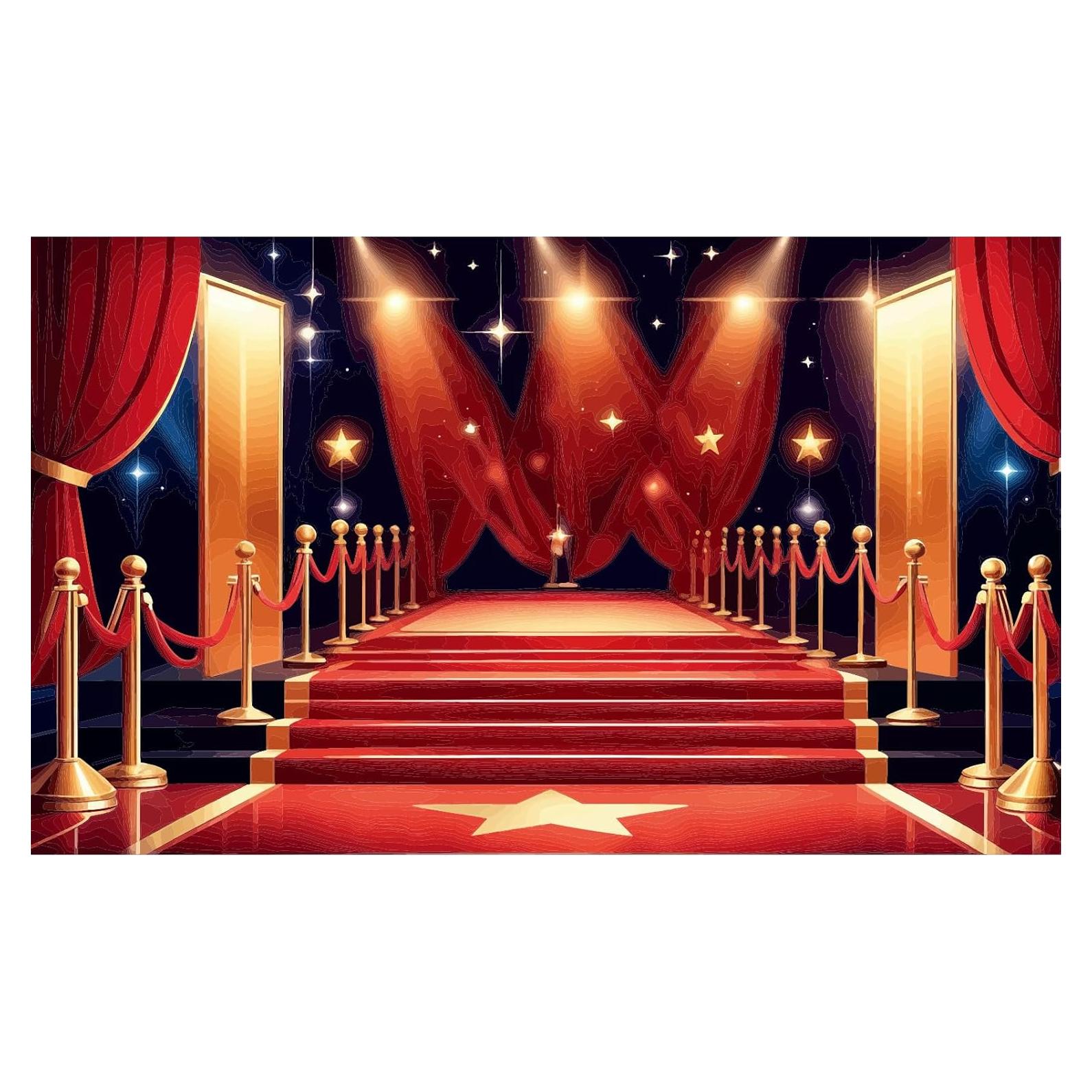 Fondo de Fotografía Vinilo 7x5ft Mitivcati Rojo Estrellas