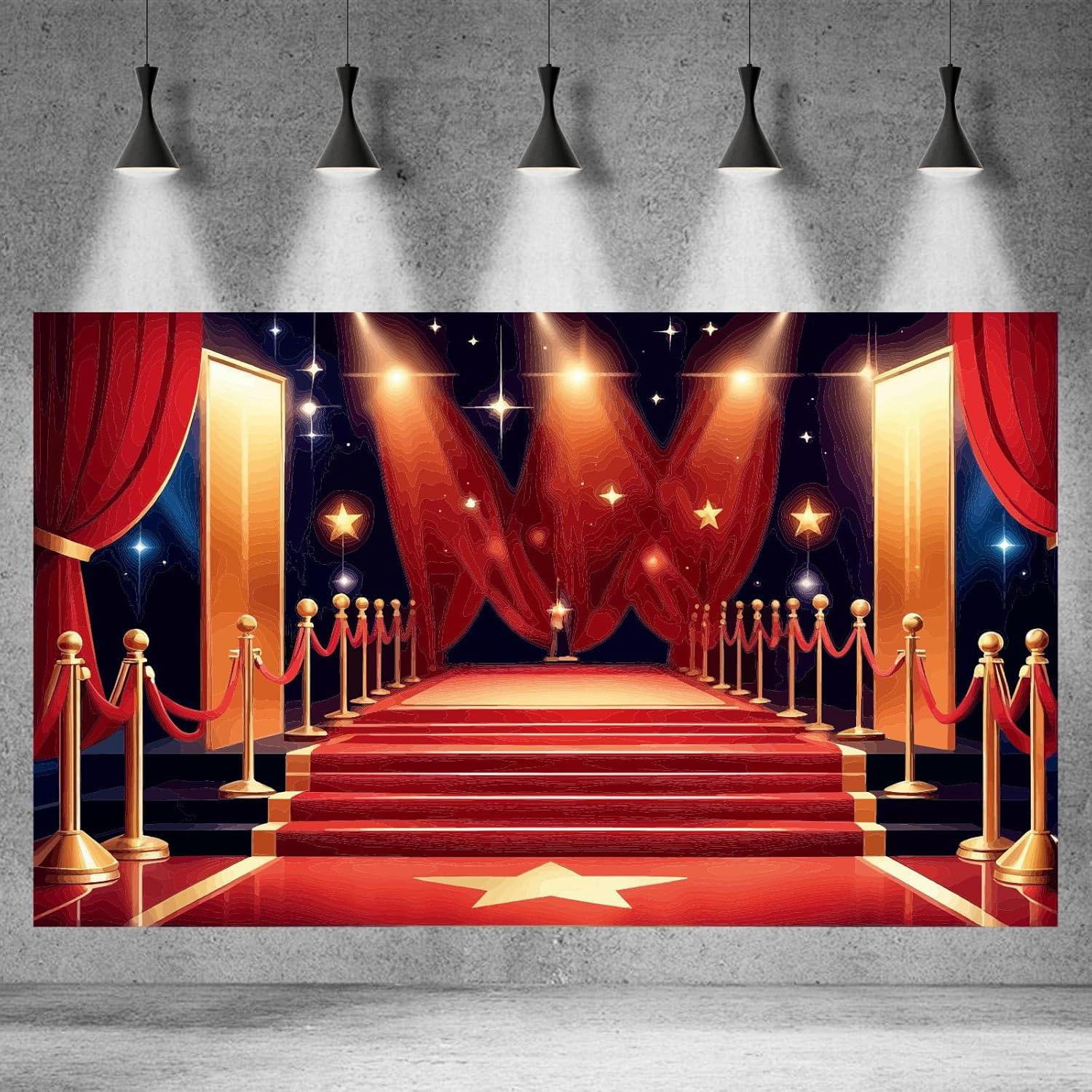 Fondo de Fotografía Vinilo 7x5ft Mitivcati Rojo Estrellas