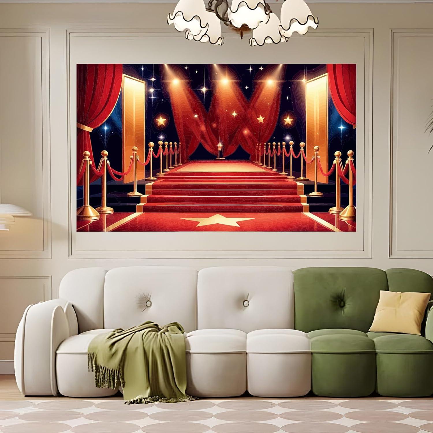 Fondo de Fotografía Vinilo 7x5ft Mitivcati Rojo Estrellas