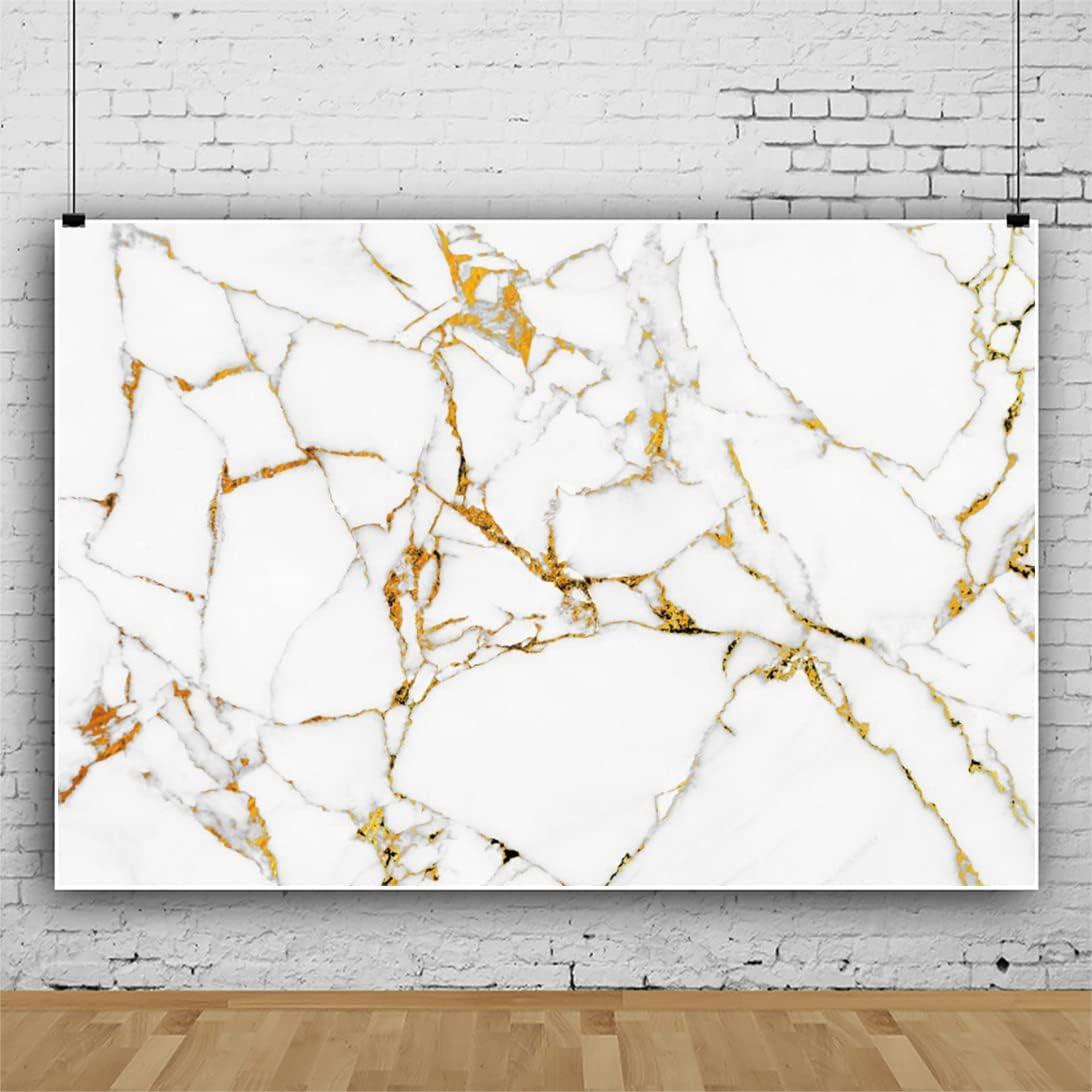 Fondo Fotográfico OERJU 10x8ft Mármol Blanco y Dorado