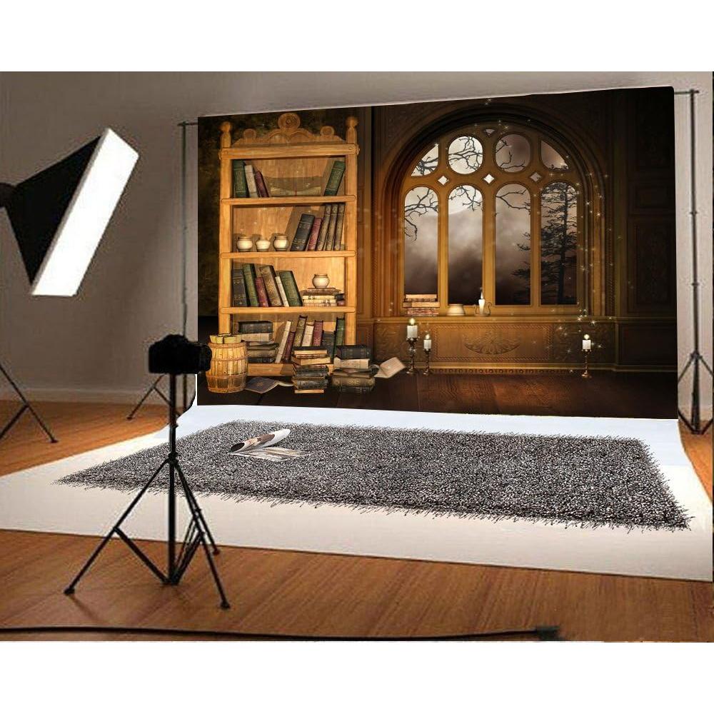 Fondo de Fotografía Vinilo Laeacco 2.7x1.8m Biblioteca Retro