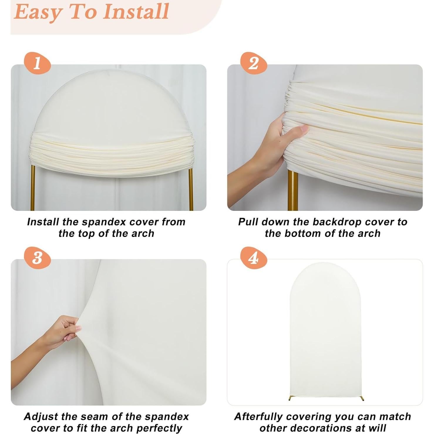 Cubierta de Arco de Spandex Marfil 6 Pies Belleza Eterna