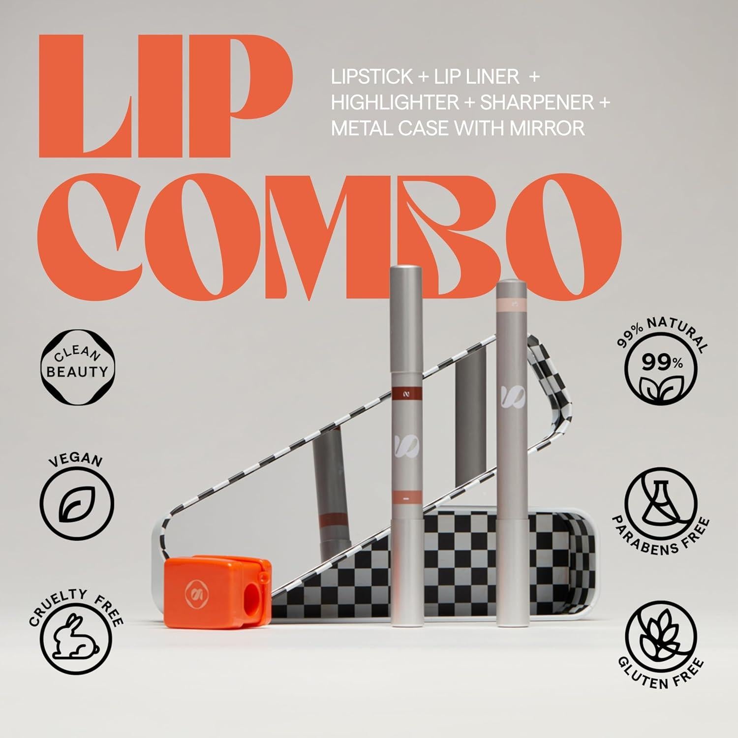 Kit de Maquillaje Vegano 5 en 1 SARELLY | Labial y Espejo