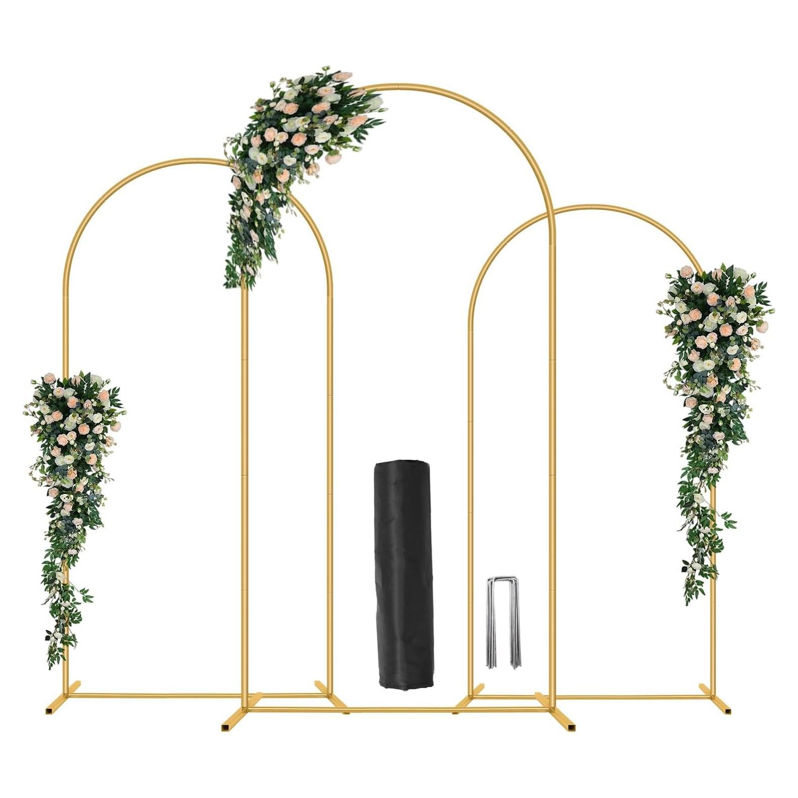 Soporte de fondo de arco dorado ParseBio, 3 tamaños 1.83/2.01/2.18 m