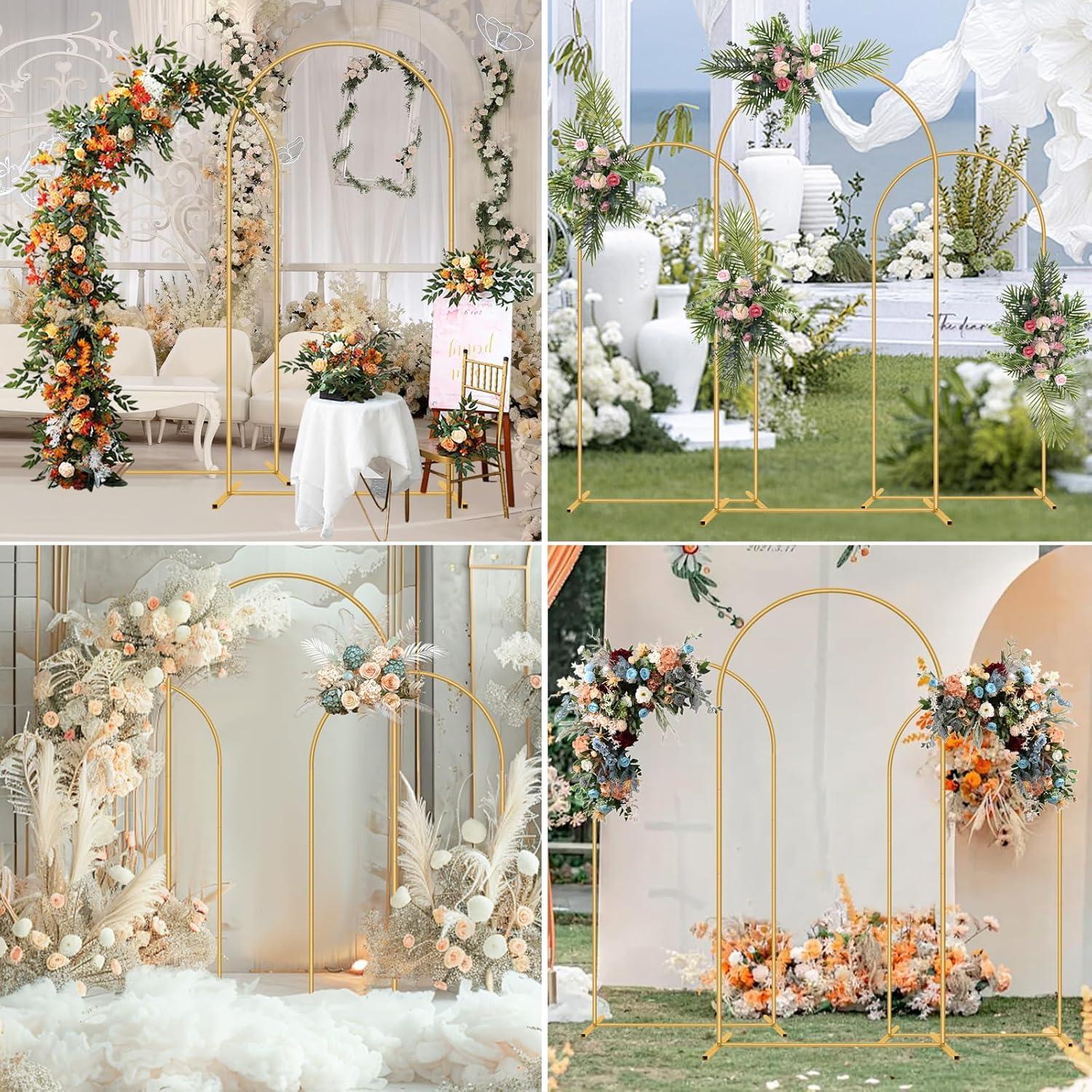 Soporte de fondo de arco dorado ParseBio, 3 tamaños 1.83/2.01/2.18 m