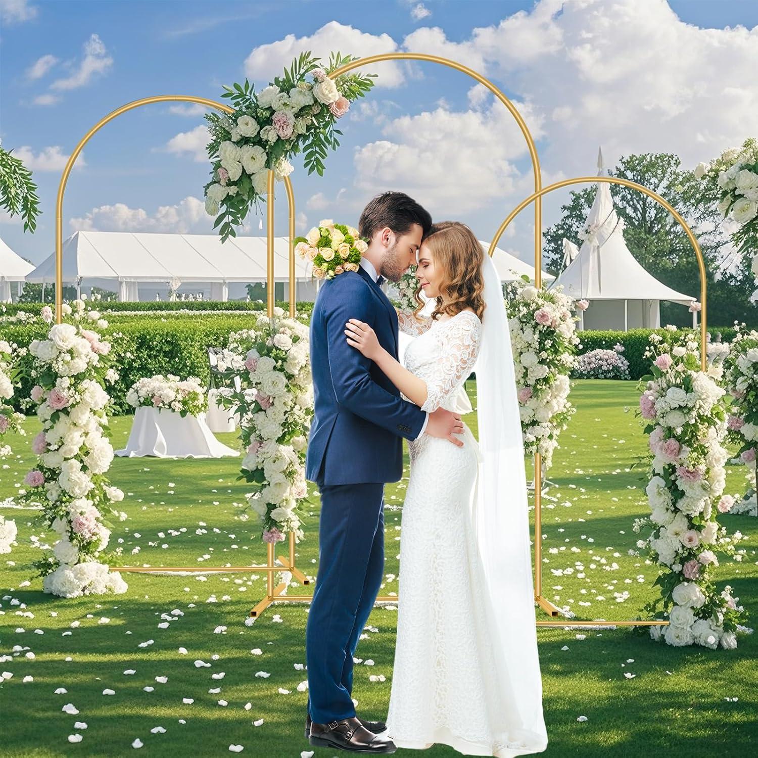 Soporte de fondo de arco dorado ParseBio, 3 tamaños 1.83/2.01/2.18 m