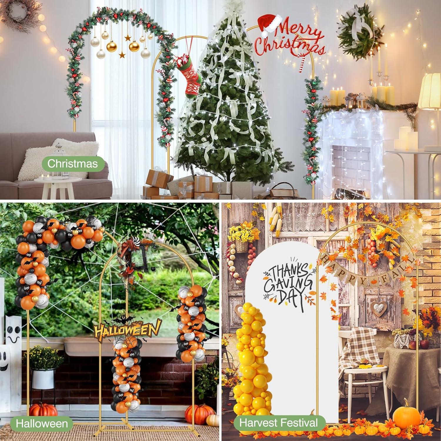 Soporte de fondo de arco dorado ParseBio, 3 tamaños 1.83/2.01/2.18 m