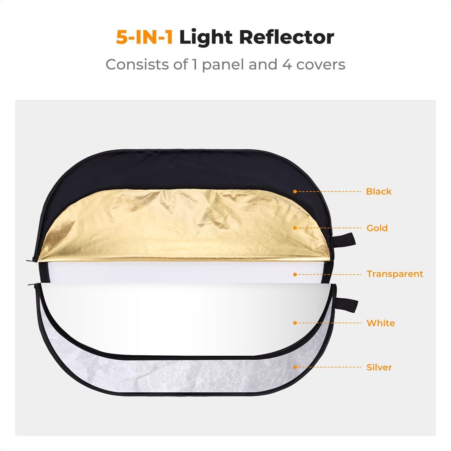 Reflector Plegable 5 en 1 K&F Concept 60x90cm con Bolsa