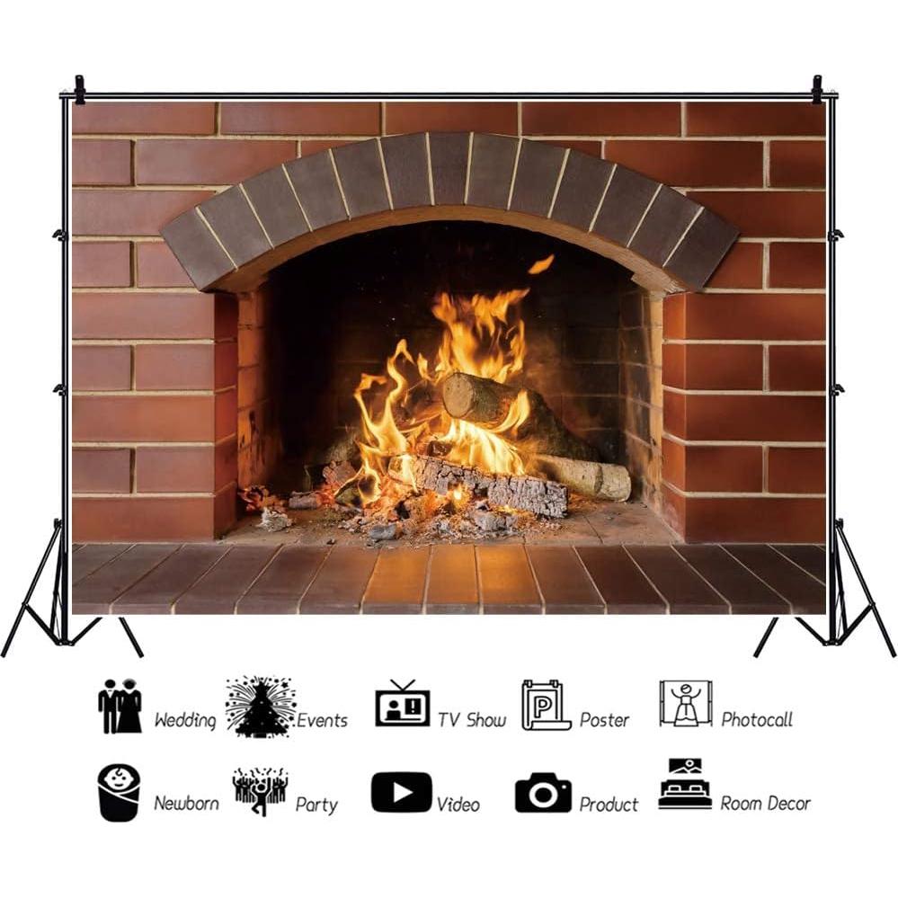 Fondo Fotográfico Vinilo OERJU 7x5ft Ladrillo Rojo Chimenea