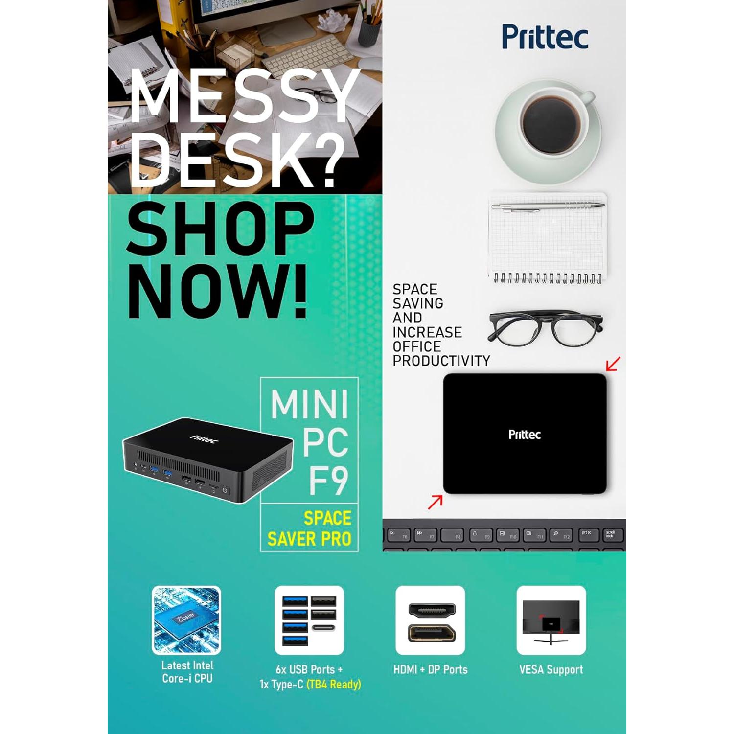 Mini PC Prittec F9, Intel i5-13420H, 16GB RAM, 512GB SSD