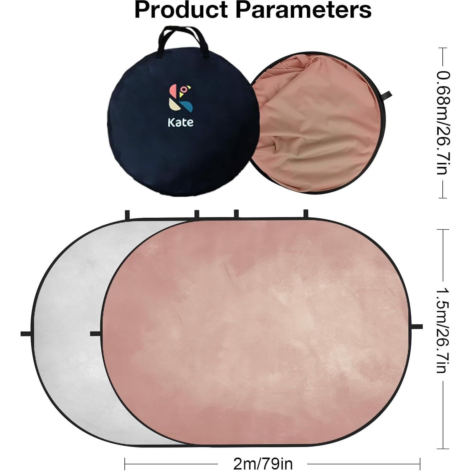 Fondo de Fotografía Doble Cara Kate 1.5x2m Rosa y Gris