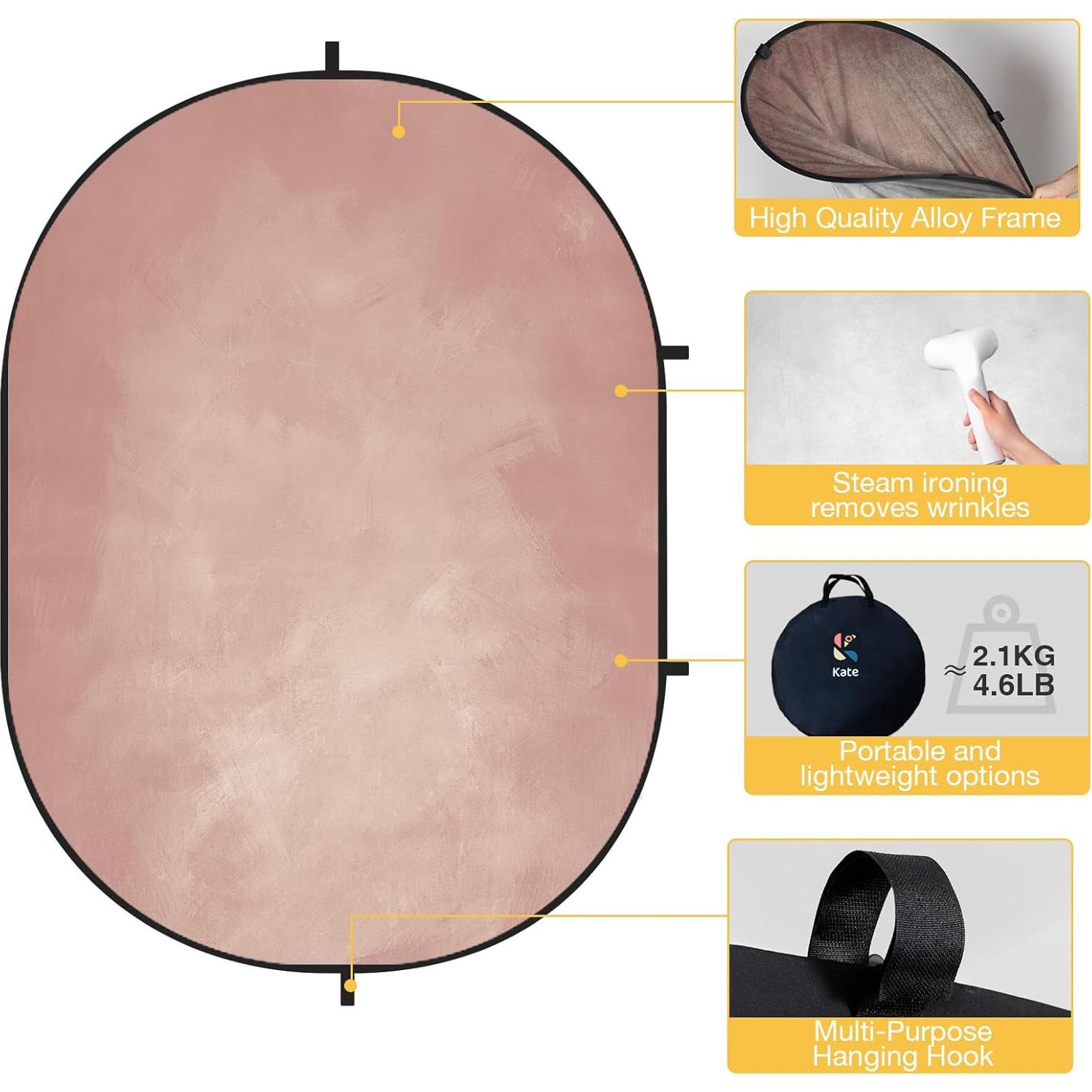 Fondo de Fotografía Doble Cara Kate 1.5x2m Rosa y Gris