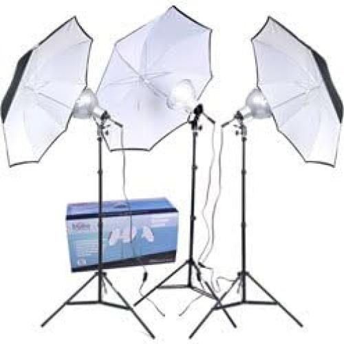 Kit de Iluminación Studio RPS 3 Paraguas 3 Reflectores 8"
