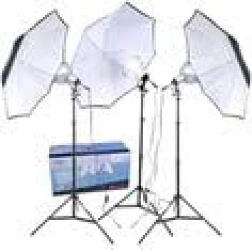 Kit de Iluminación Studio RPS 3 Paraguas 3 Reflectores 8"