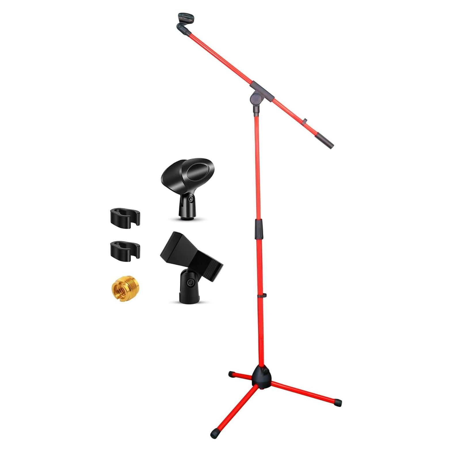 Soporte de Micrófono de Trípode 5 Core MS 080 Rojo Ajustable 45.72-182.88 cm